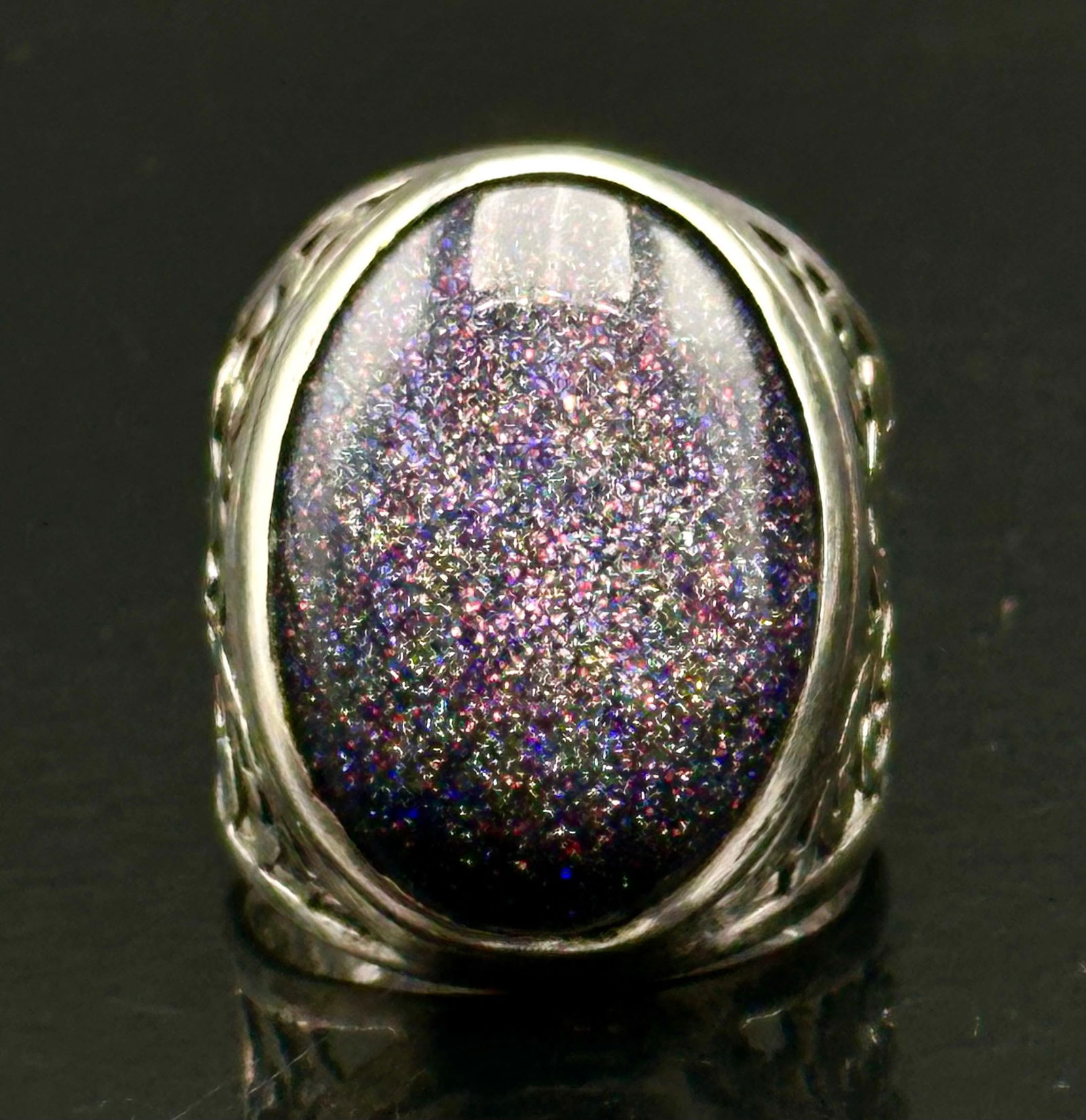 925 Sterling Made in Israel Druzy Style Statement Ring 13g (1 of 7)