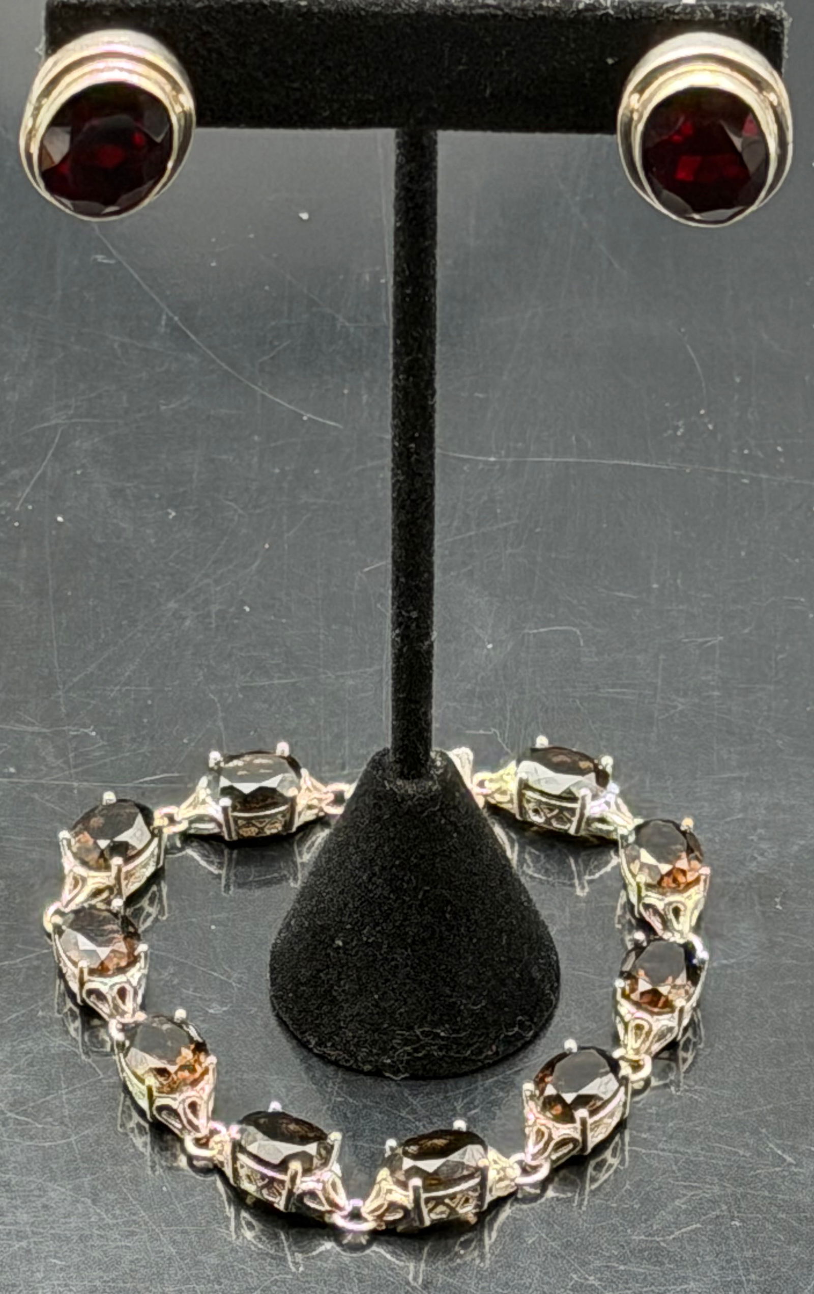 Beautiful Sterling Silver 925 China Gemstone Bracelet & Earrings Set 31g (1 of 8)