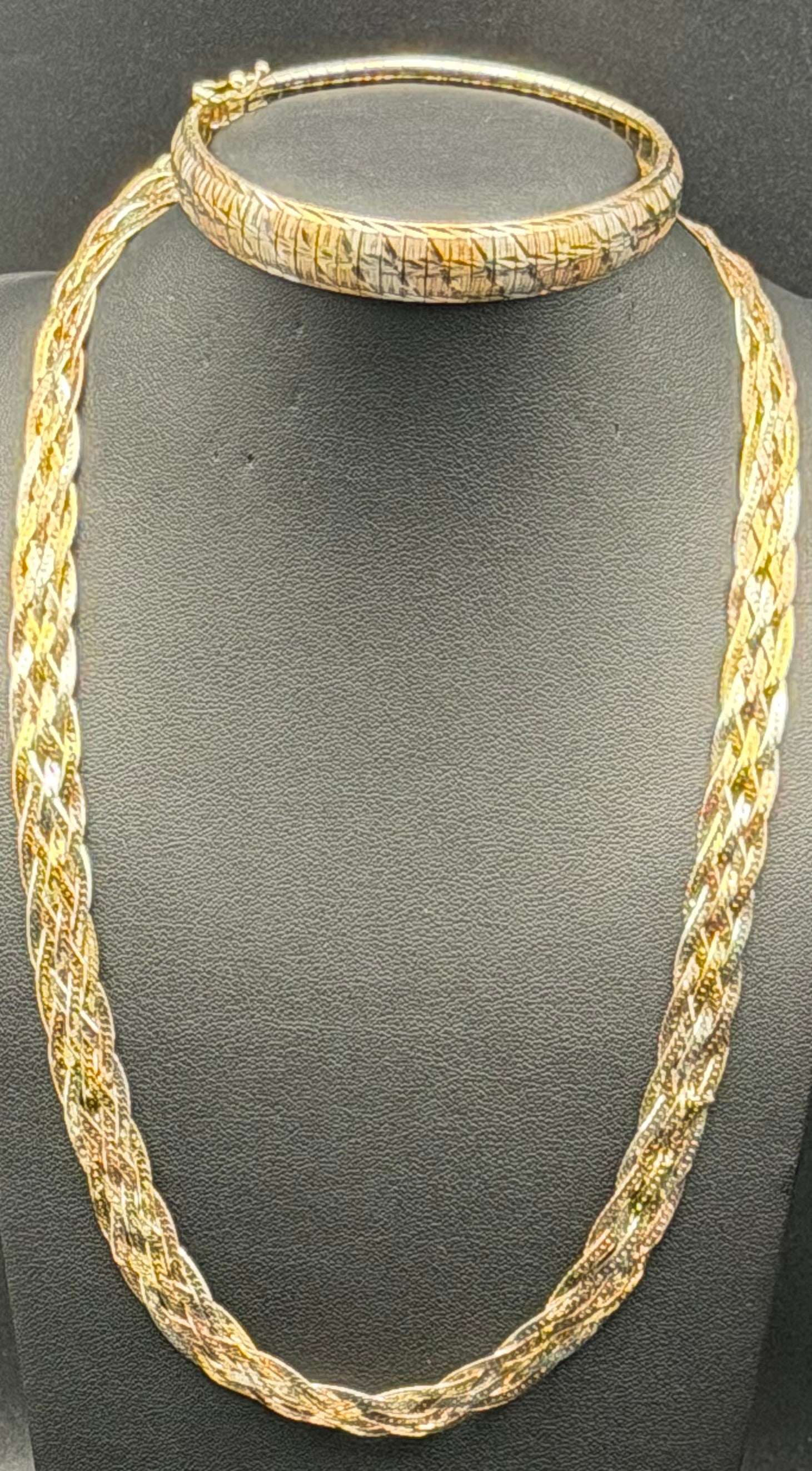 Vintage Italian 925 Gold Tone Sterling Silver Necklace & Bracelet Set 41g (1 of 10)