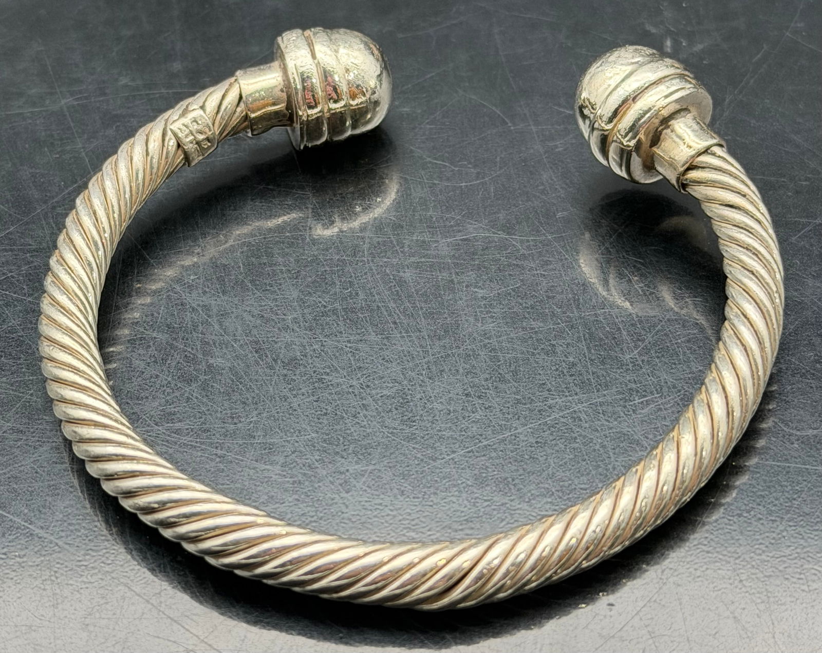 Heavy 925 Sterling Silver Cable Cuff Bracelet 49g (1 of 8)