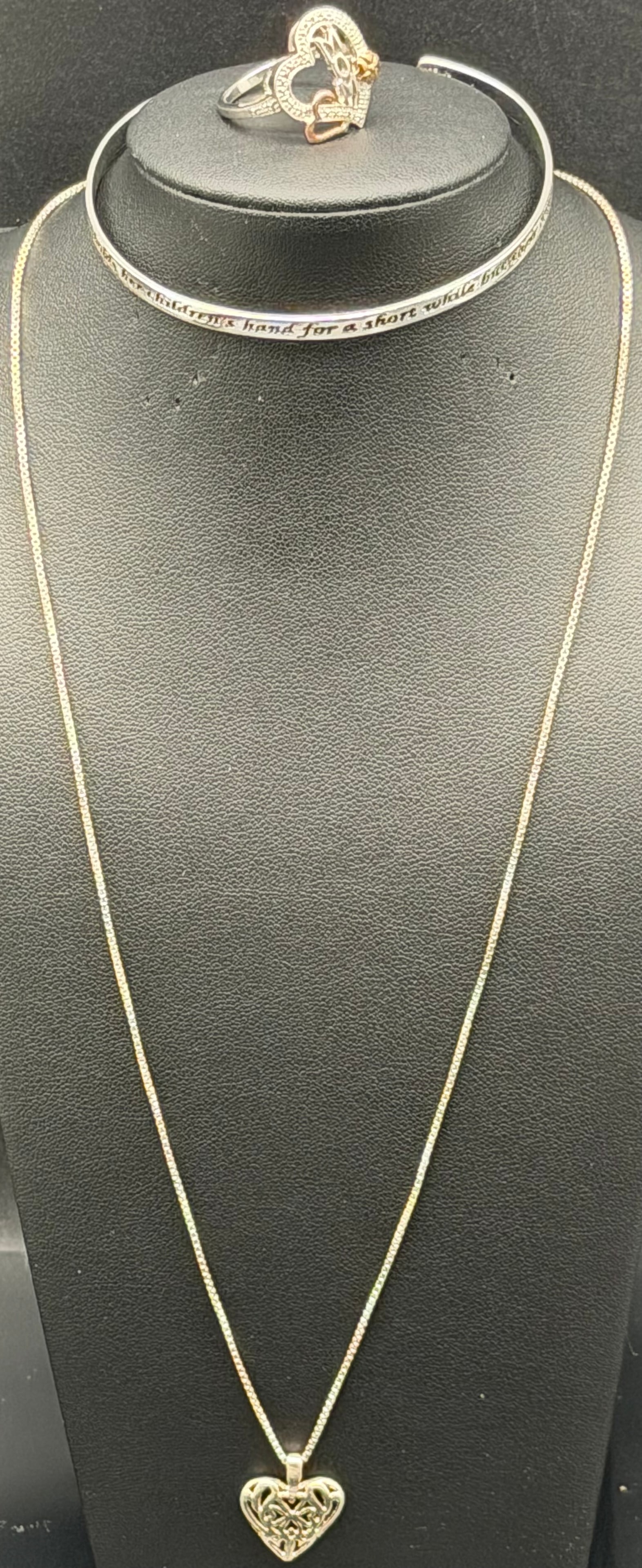 Vintage Silver Tone Jewelry Set Necklace Bracelet Ring Lot 16g (1 of 15)