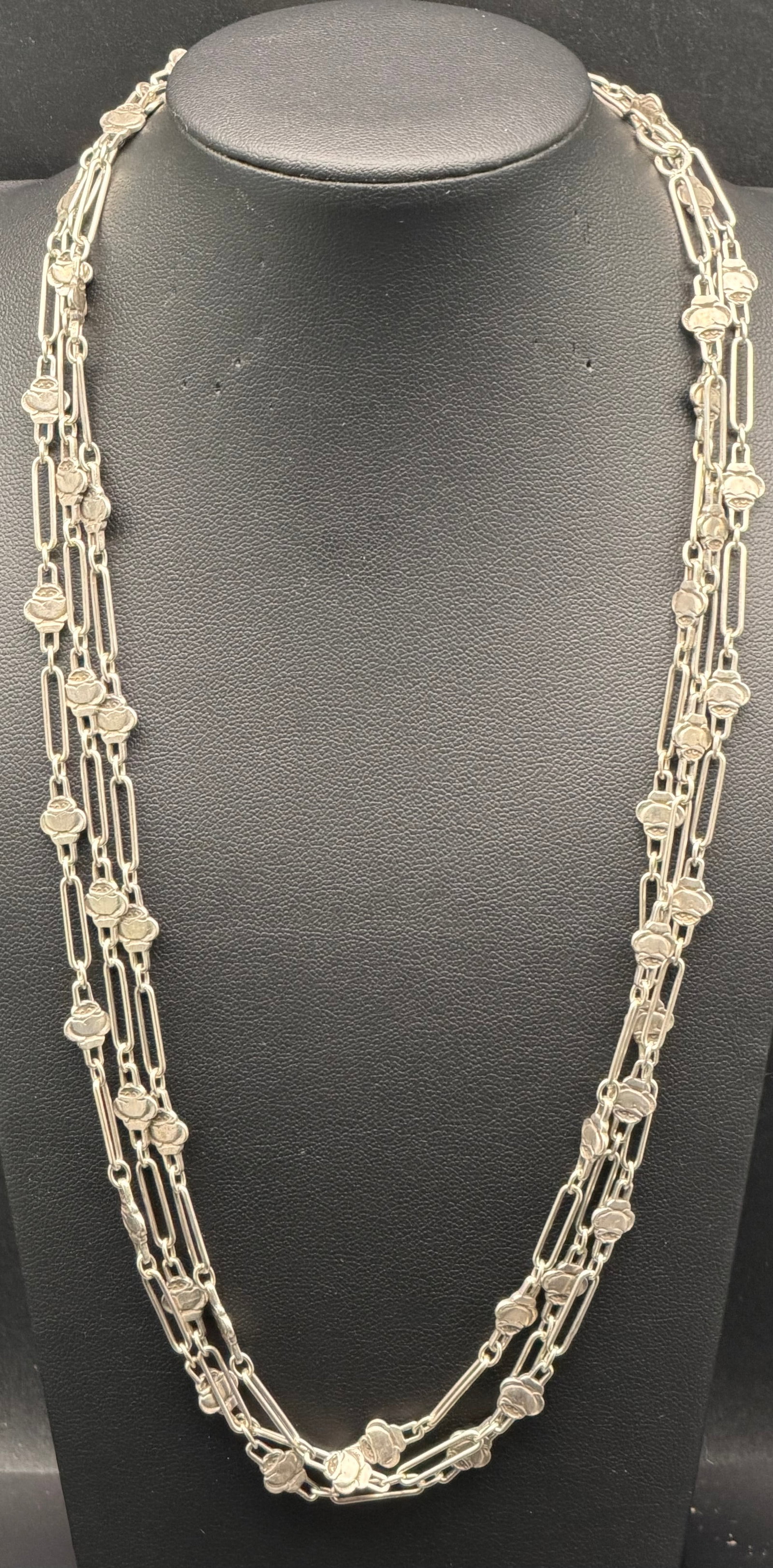 Vintage Multi-Strand Link Necklace 34g Silver Tone Statement Chain (1 of 7)