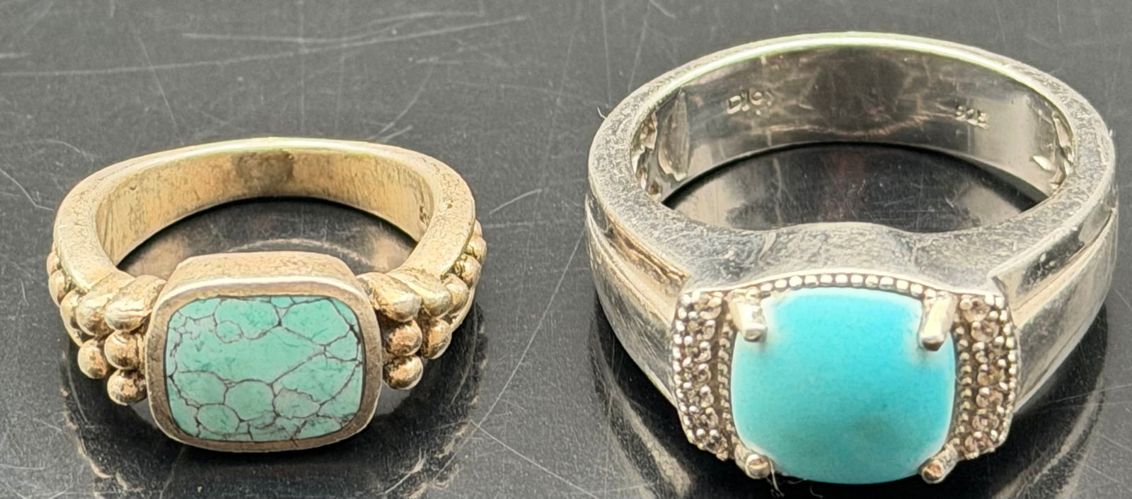 Lot of 2 Men’s 925 Sterling Silver Turquoise Rings 14g (1 of 13)