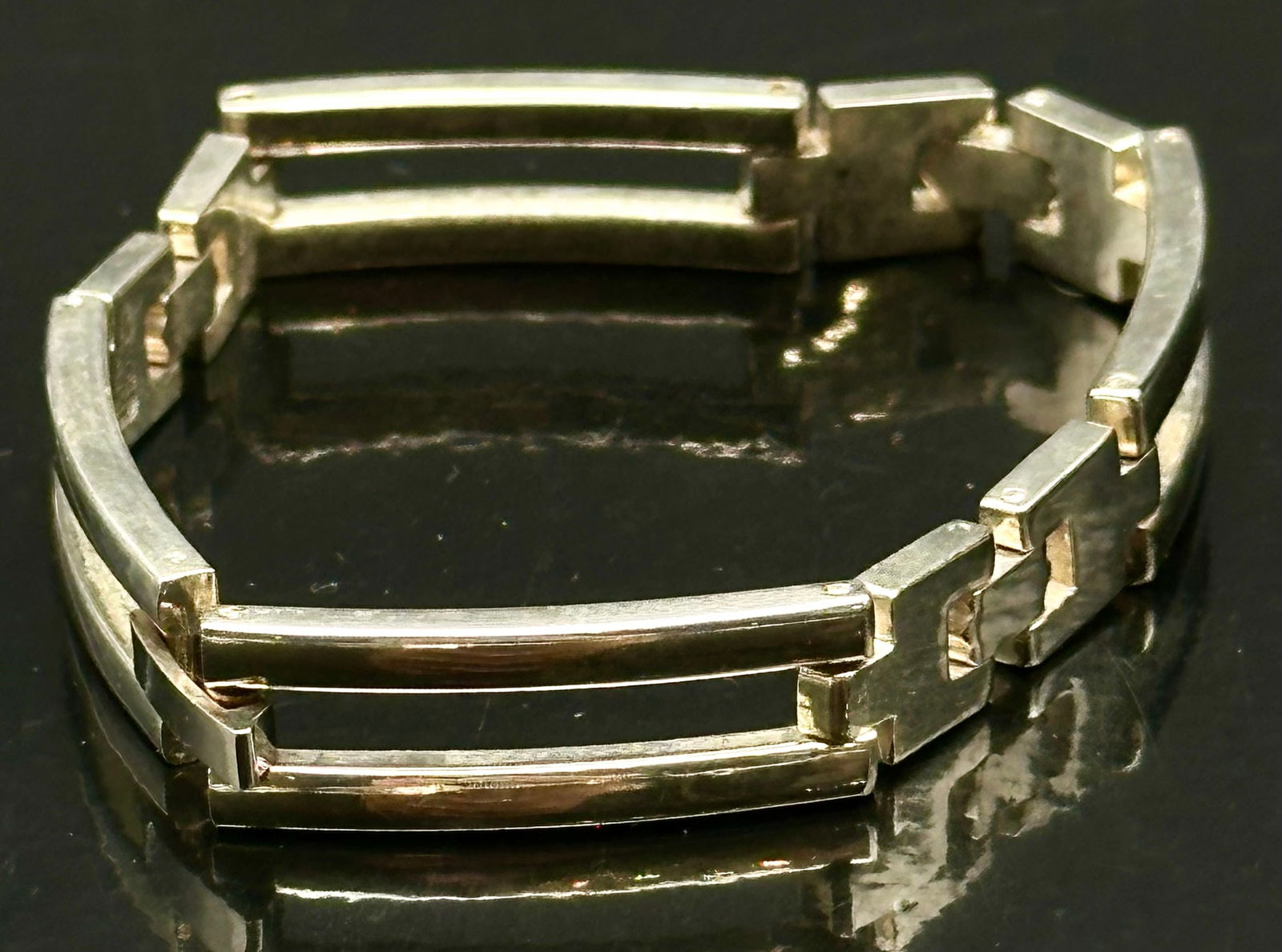 Vintage Mexico 925 Sterling Silver Modernist Link Bracelet – 30g (1 of 7)