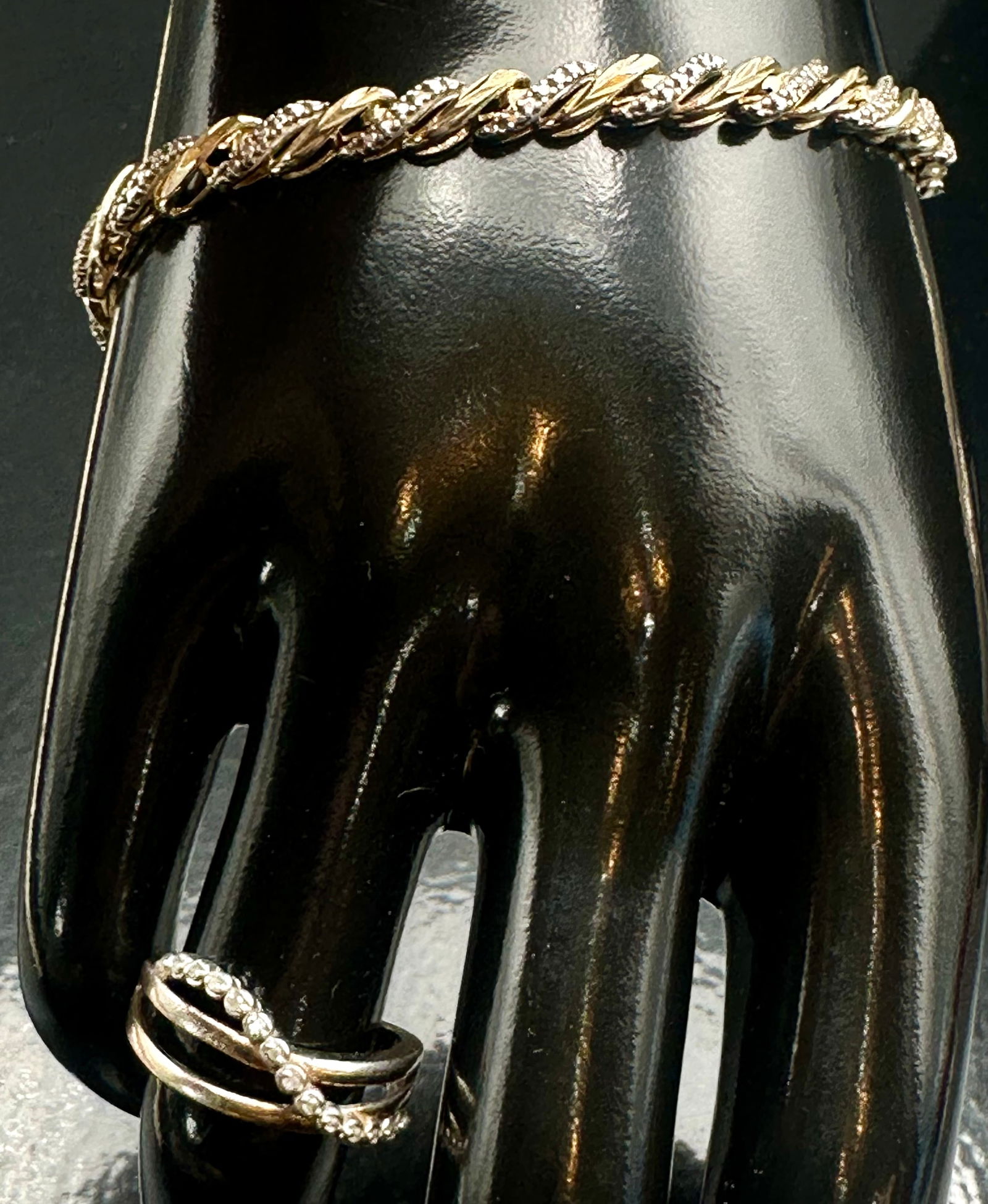 Two-Tone 925 Sterling Bracelet & Ring Lot – 13g (1 of 13)