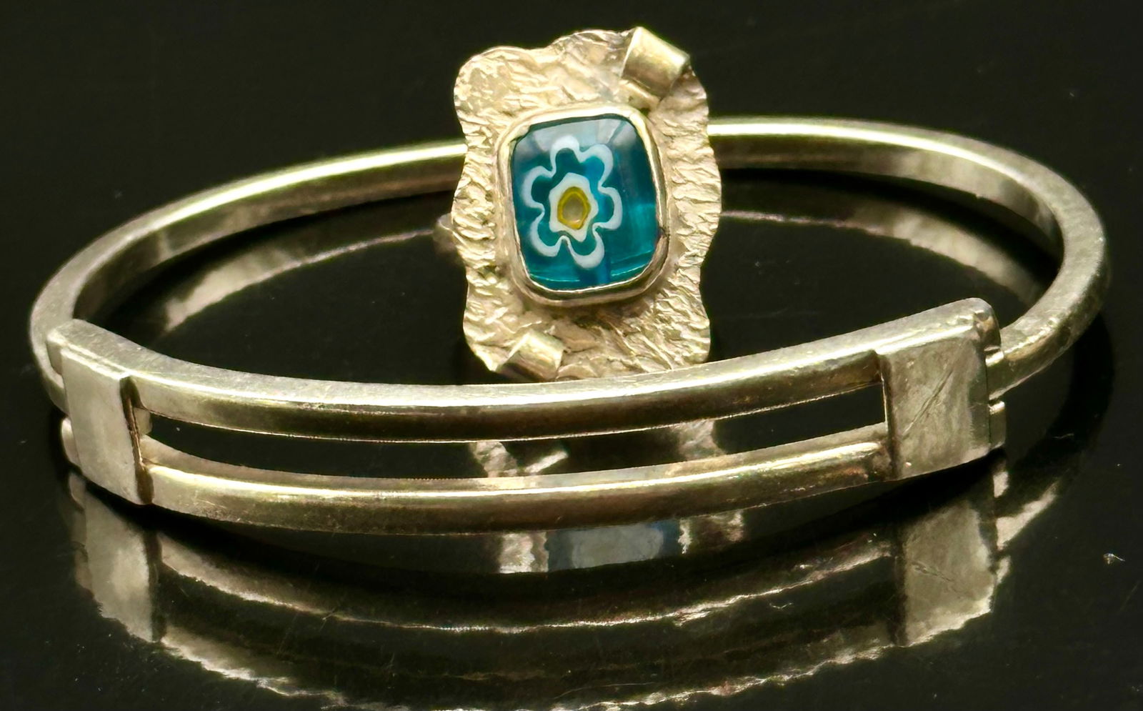 Italian 925 Sterling Bangle Bracelet & Millefiori Glass Ring Set – 30g (1 of 12)