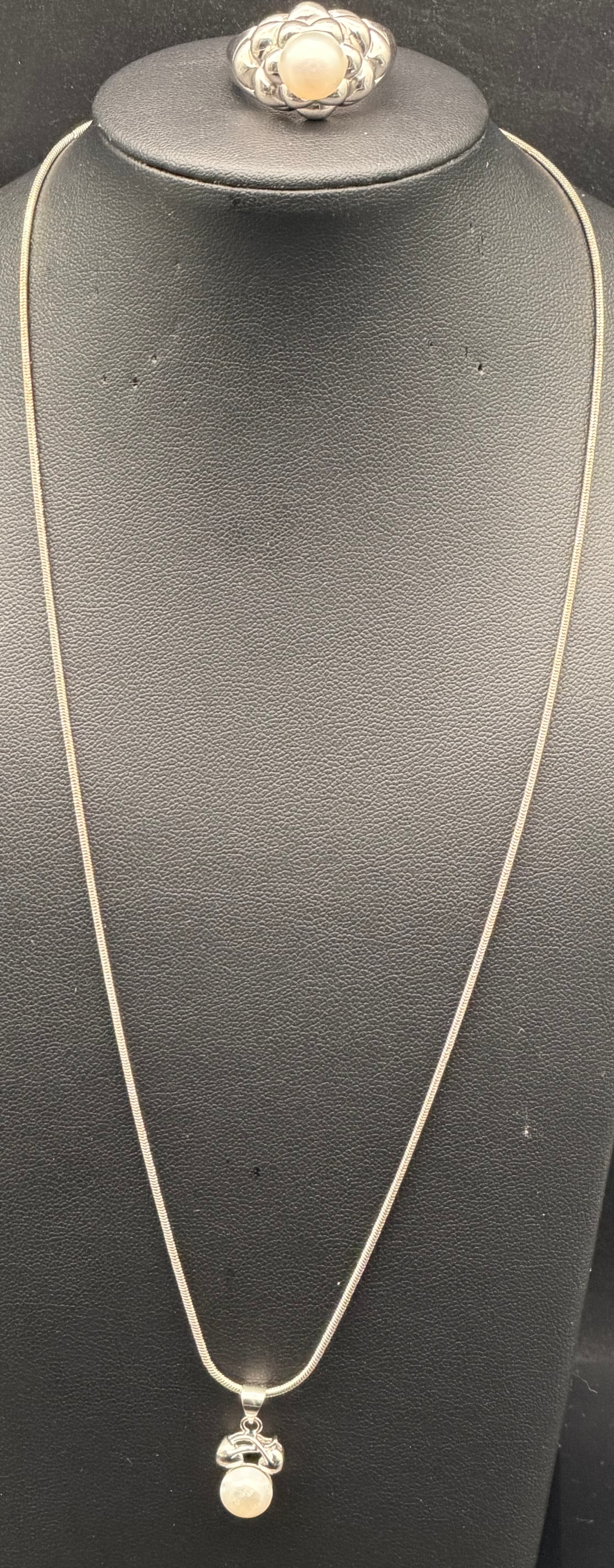 Vintage 925 Sterling Silver Snake Pendant Necklace & Ring Set 17g (1 of 10)