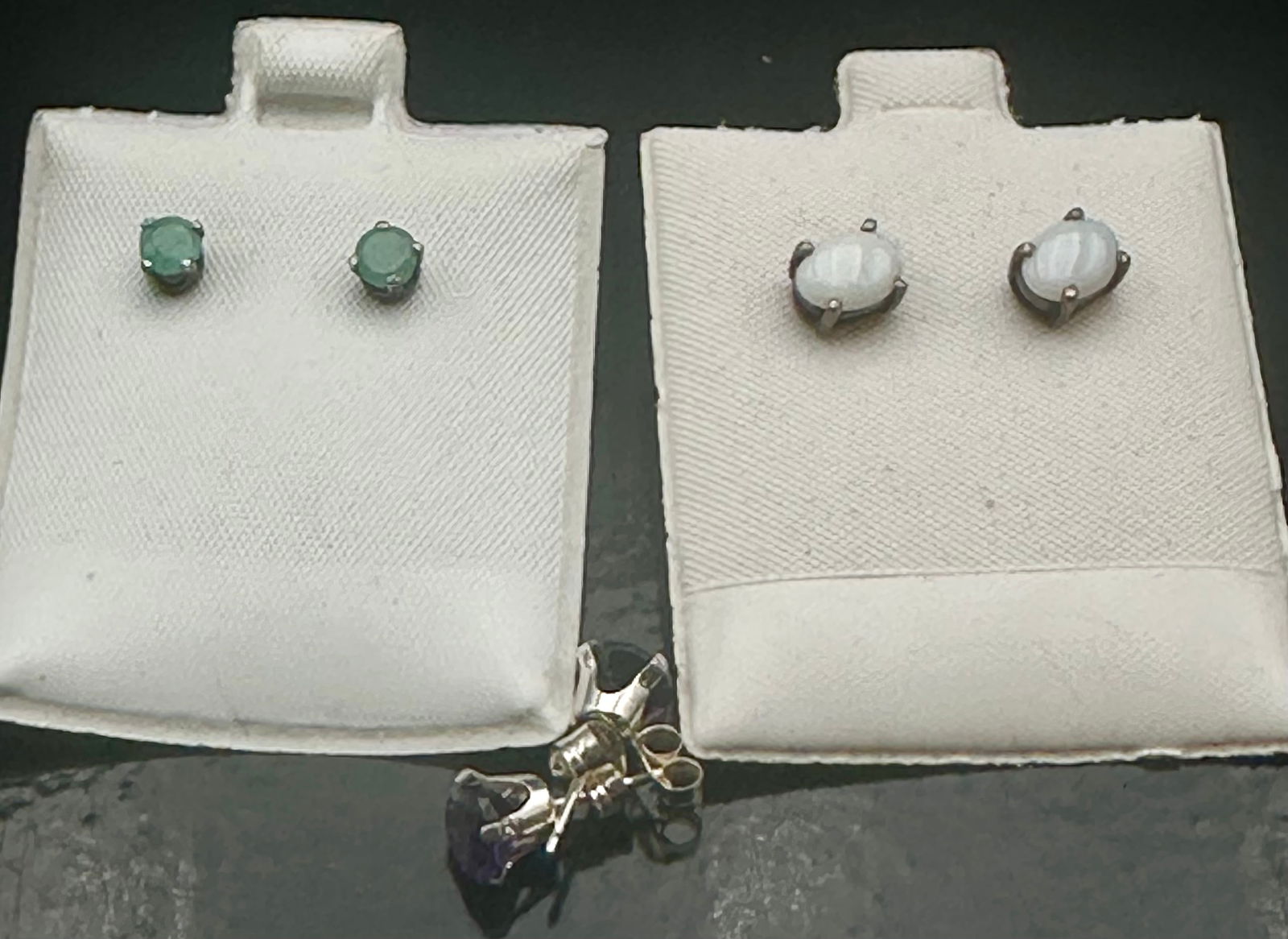 Mixed Sterling Silver & Gemstone Stud Earrings – 3 Pair Lot (1 of 9)