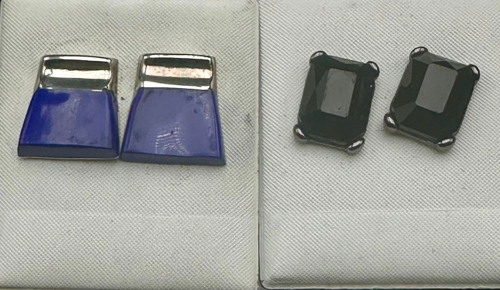 Sterling Silver & Blue / Dark Gemstone Stud Earrings – 2 Pair Lot (1 of 7)