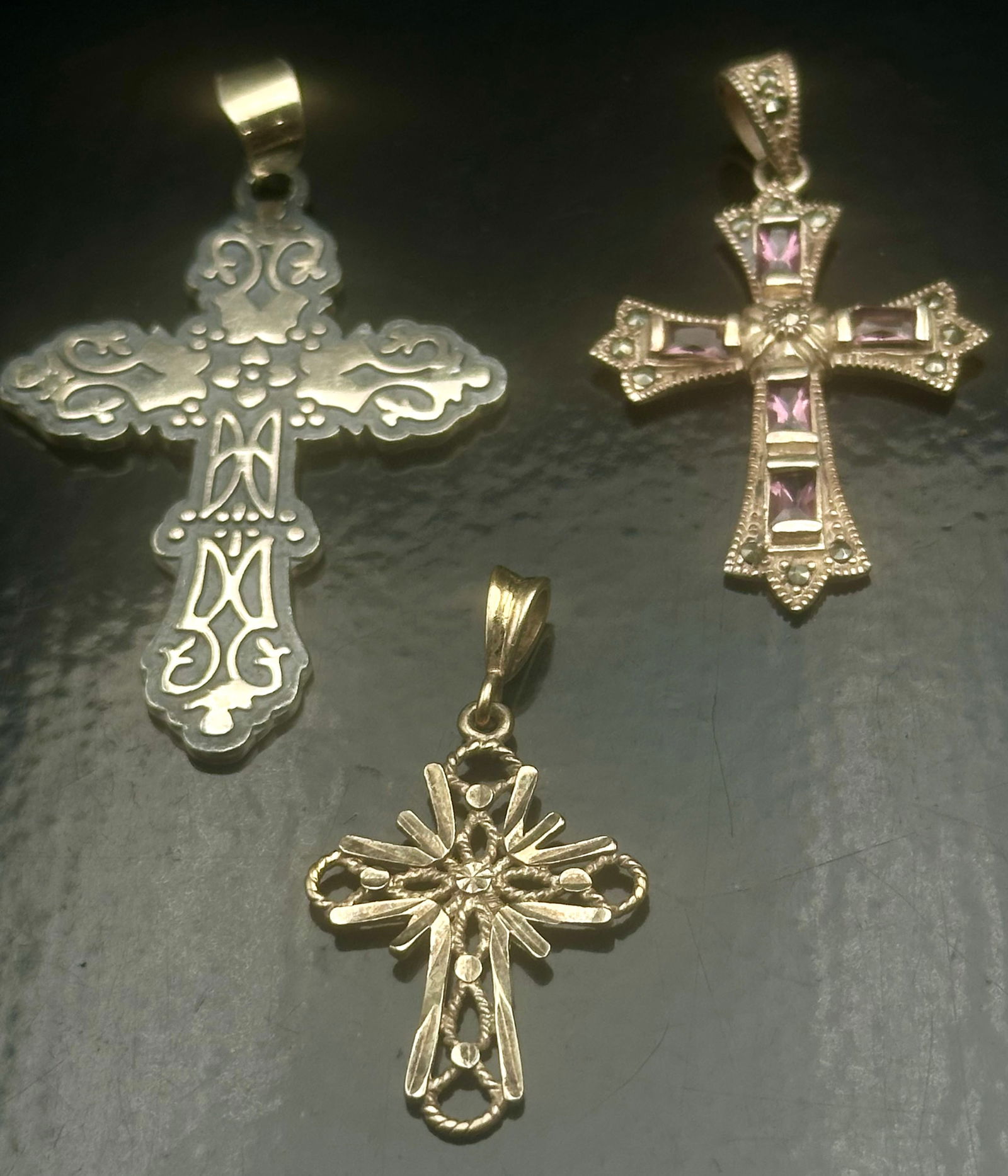 Vintage Sterling Silver Cross Pendant Lot (3) Mexico 925 – 20g (1 of 11)