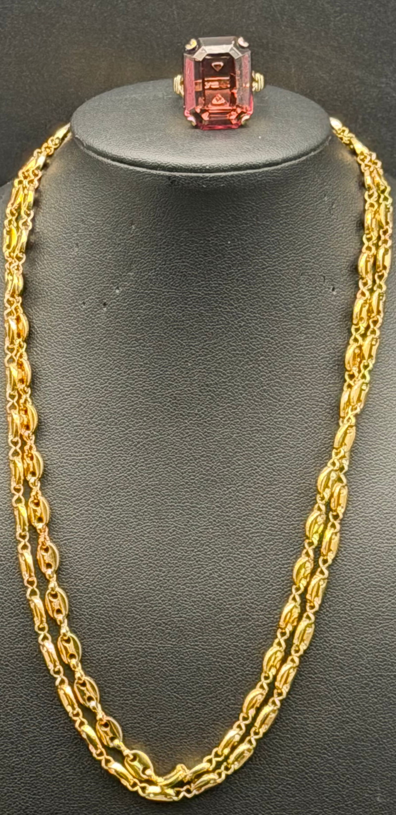 Sterling Silver S925 Gold Tone Necklace & Ring Set 32g Vintage Style (1 of 11)