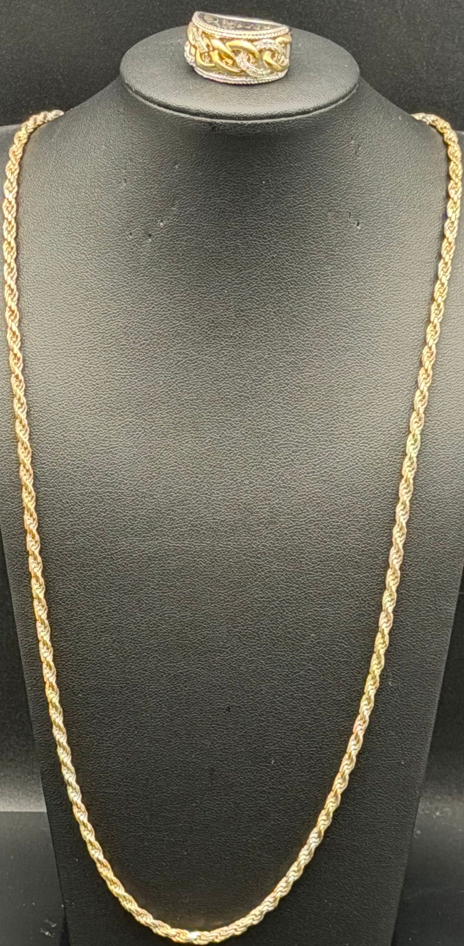 Sterling Silver 925 Necklace & Ring Set Gold Tone 31g Vintage (1 of 12)