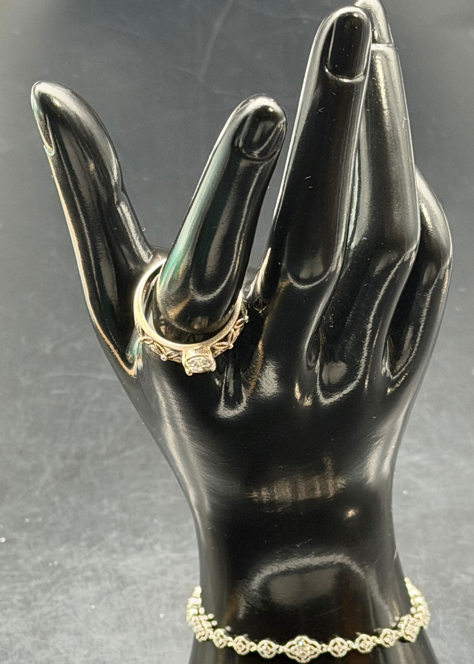 RJ 925 Ring & ACE 925 Bracelet Sterling Silver Gold Vermeil Set CZ 11g (1 of 13)