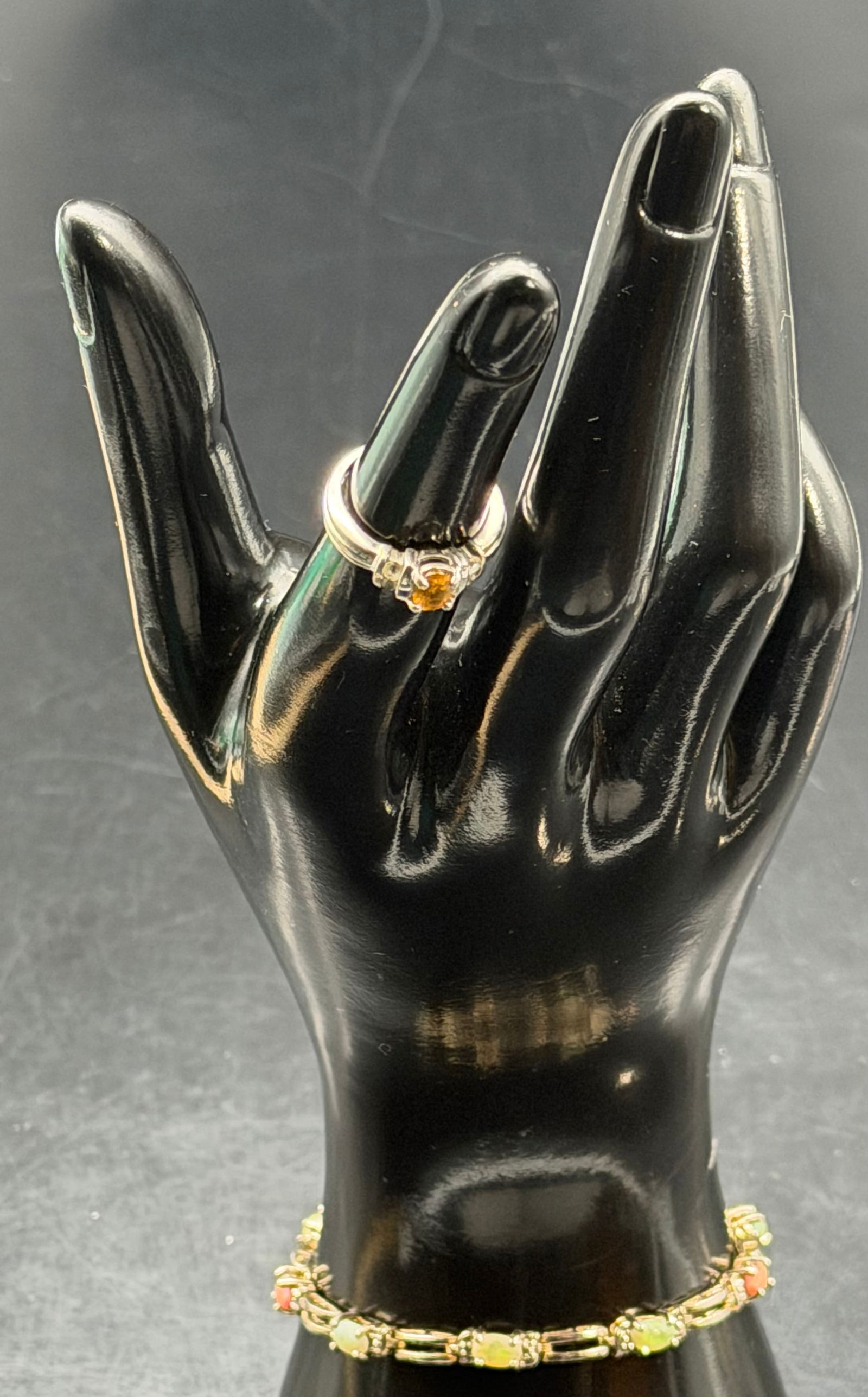 Vintage Sterling Silver Ring & 925 Bracelet Set Gold Tone CZ Stone – 13g Lot (1 of 12)