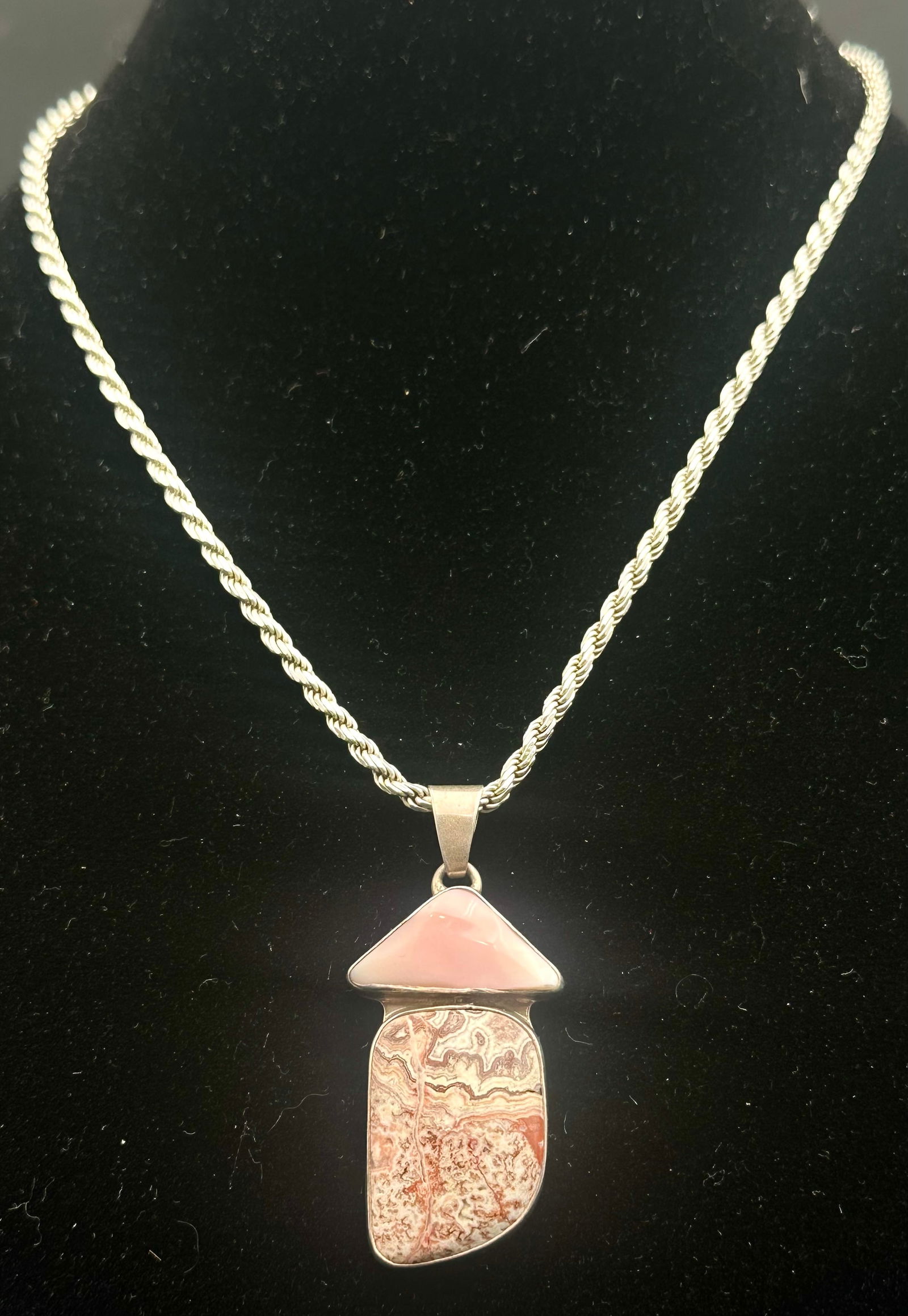 Sterling Silver Israel Stone Pendant Necklace 33g (1 of 9)