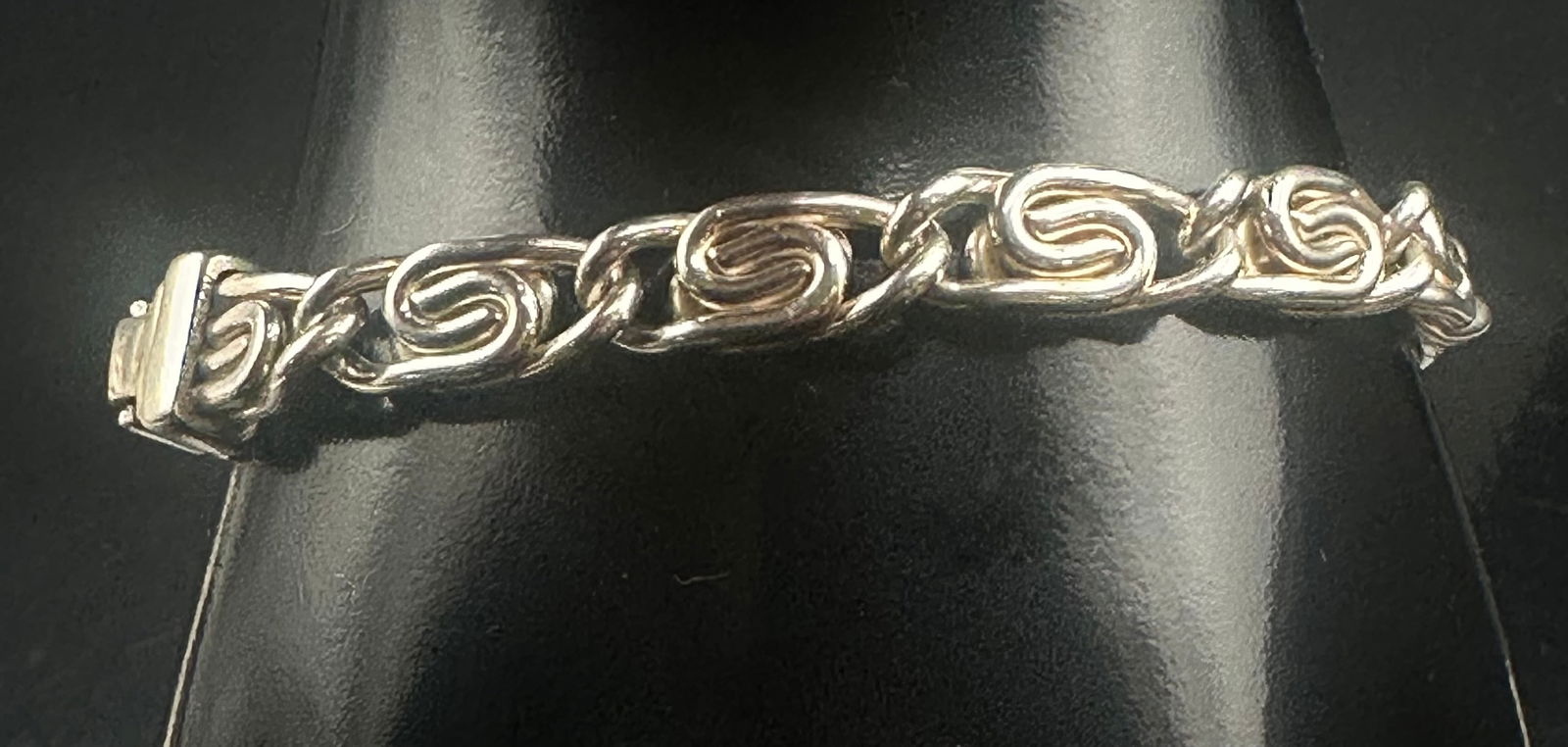 Vintage Tested Silver Scroll Link Bracelet Modernist Style 32g (1 of 8)