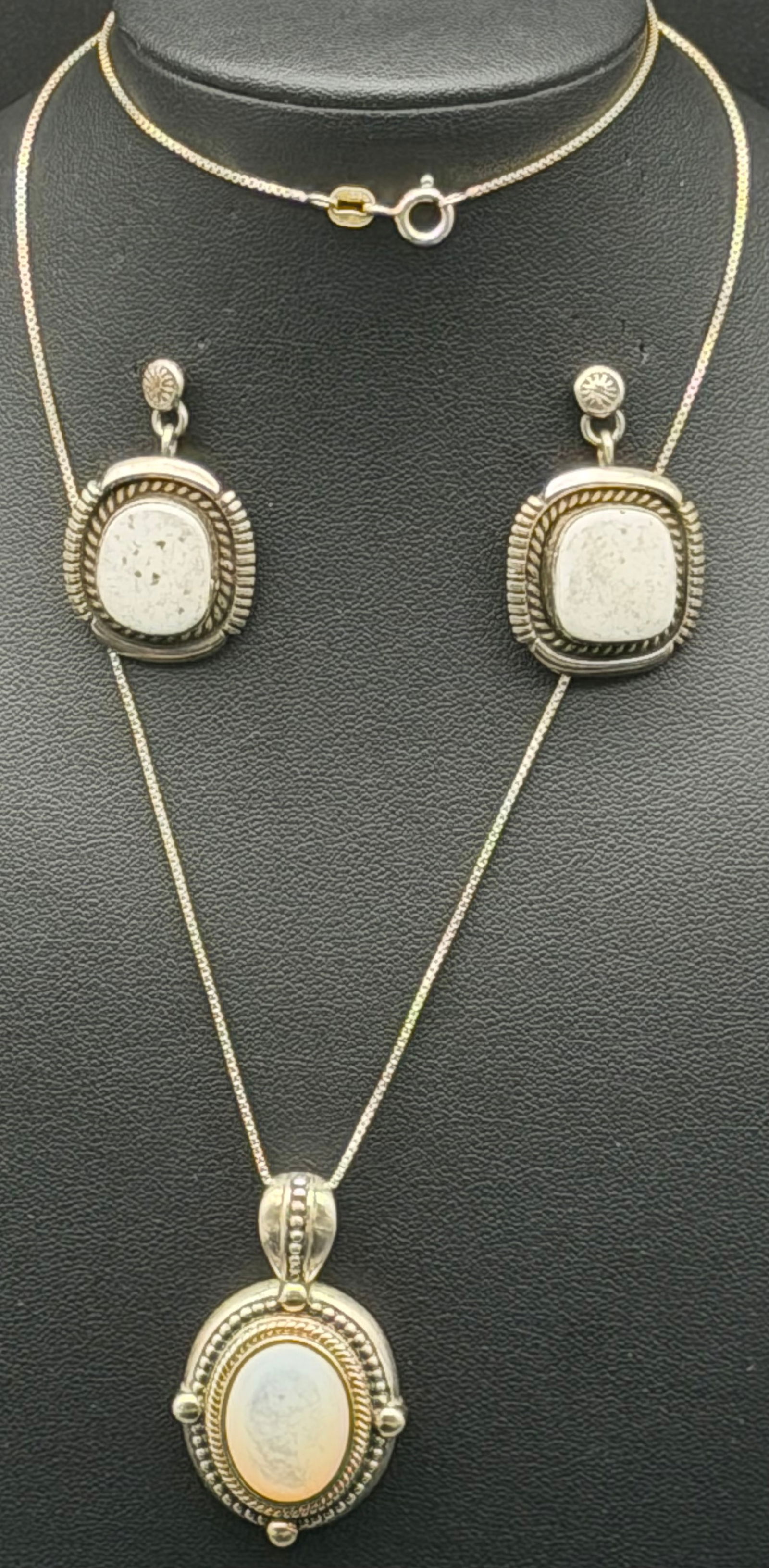 Eugene Belone Sterling Silver Necklace & Earrings Set 30g Native Style Pendant Signed (1 of 8)