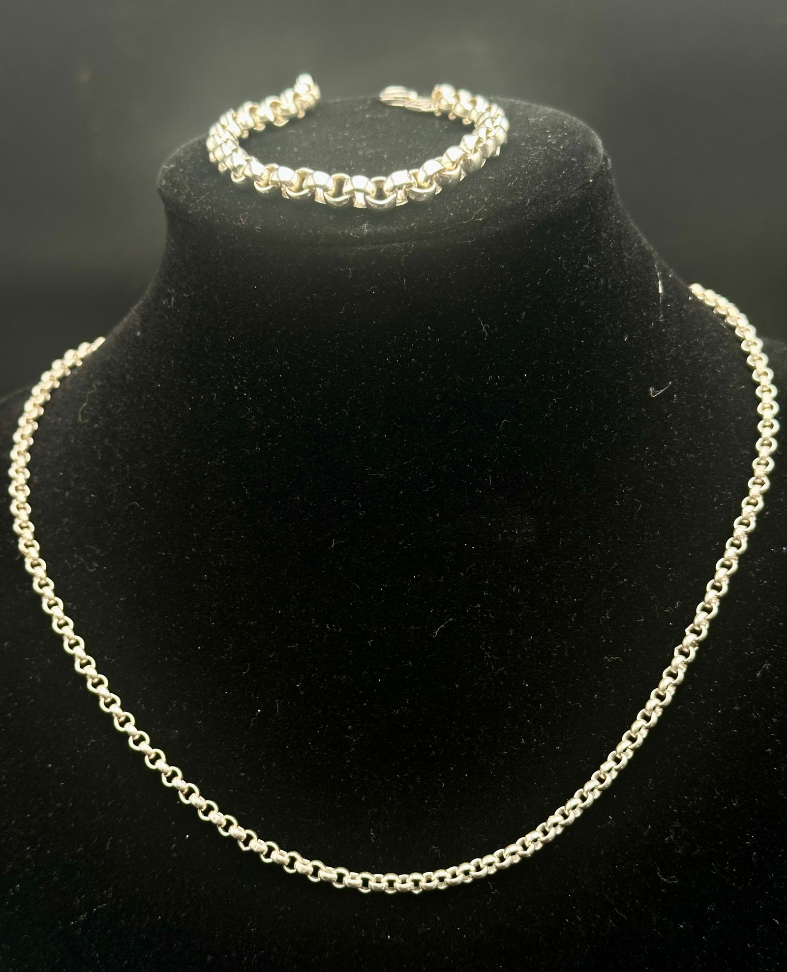 Heavy 48g Silver Rolo Chain Necklace & Bracelet Set – Marked 999 (1 of 10)