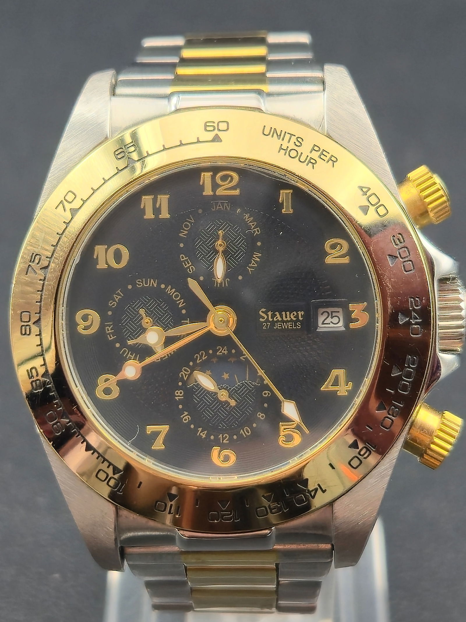 Stauer Automatic 27 Jewel Calendar Two Tone Stainless Steel 43mm circa 2000s (1 of 9)