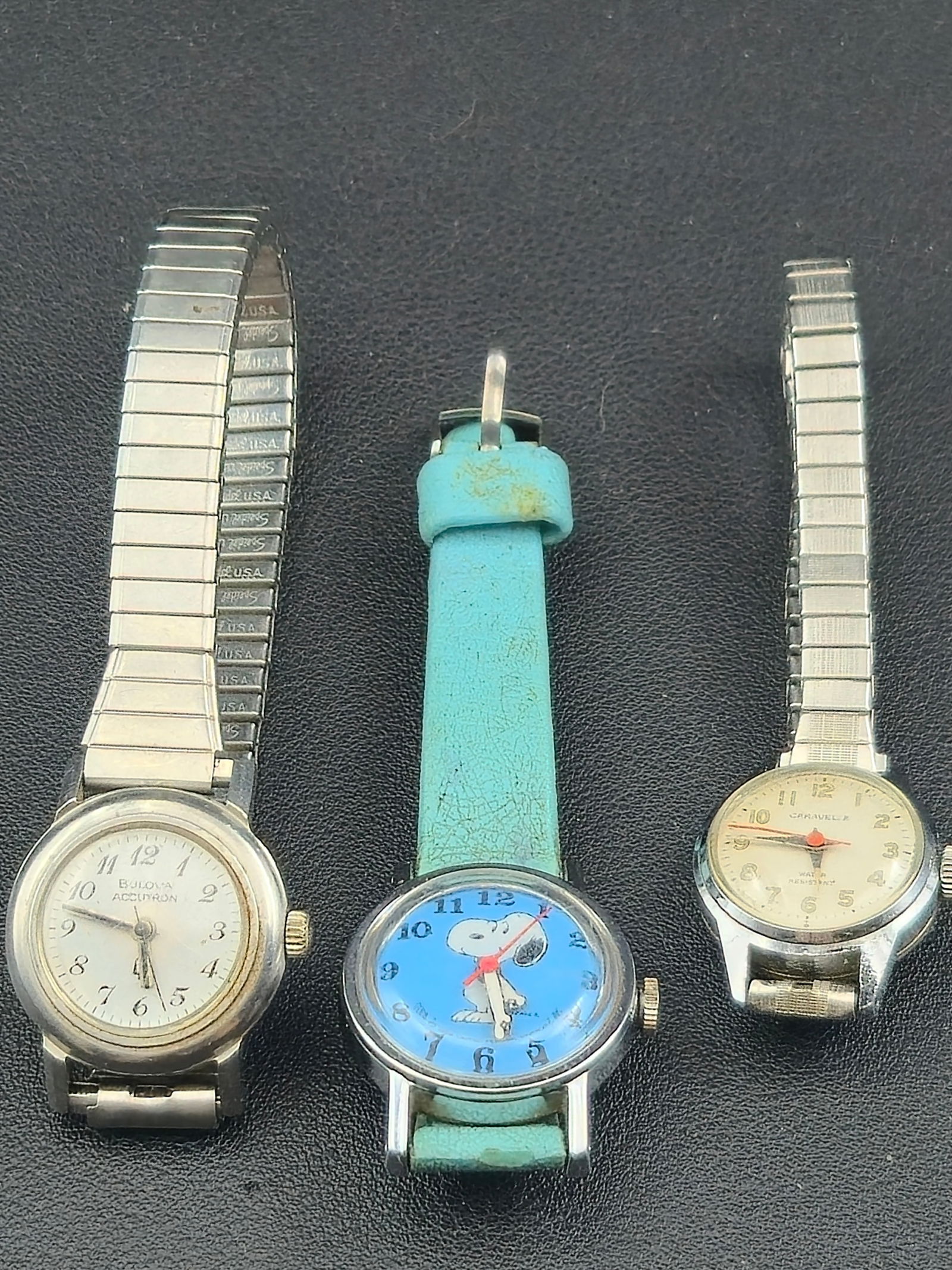 Lot of 3 Vintage Ladies Wristwatches Bulova Accutron Caravelle Snoopy Untested (1 of 11)