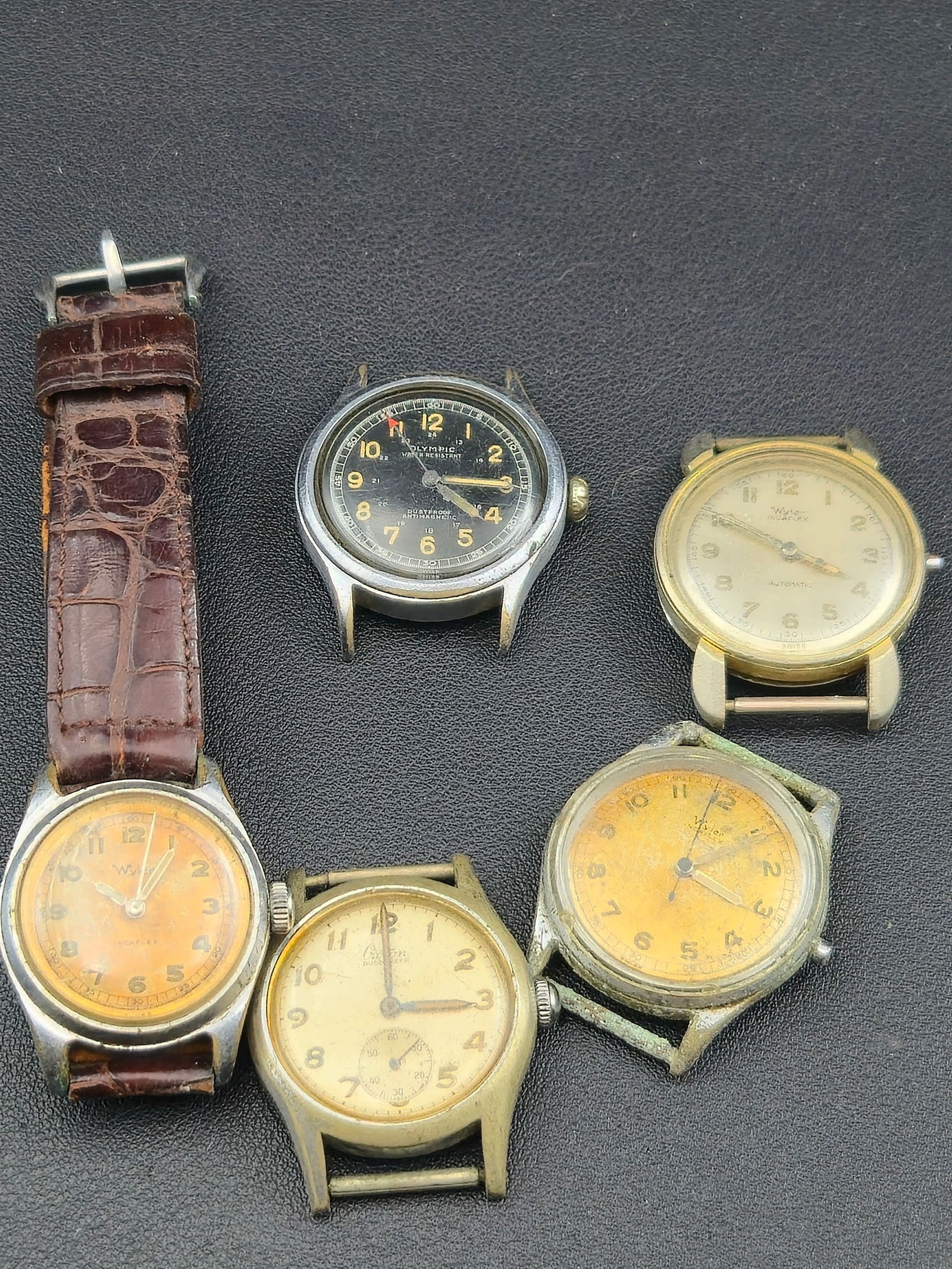 Lot of 5 Vintage Mechanical Wristwatches 3 Wyler Incaflex Olympic Croton Untested (1 of 12)
