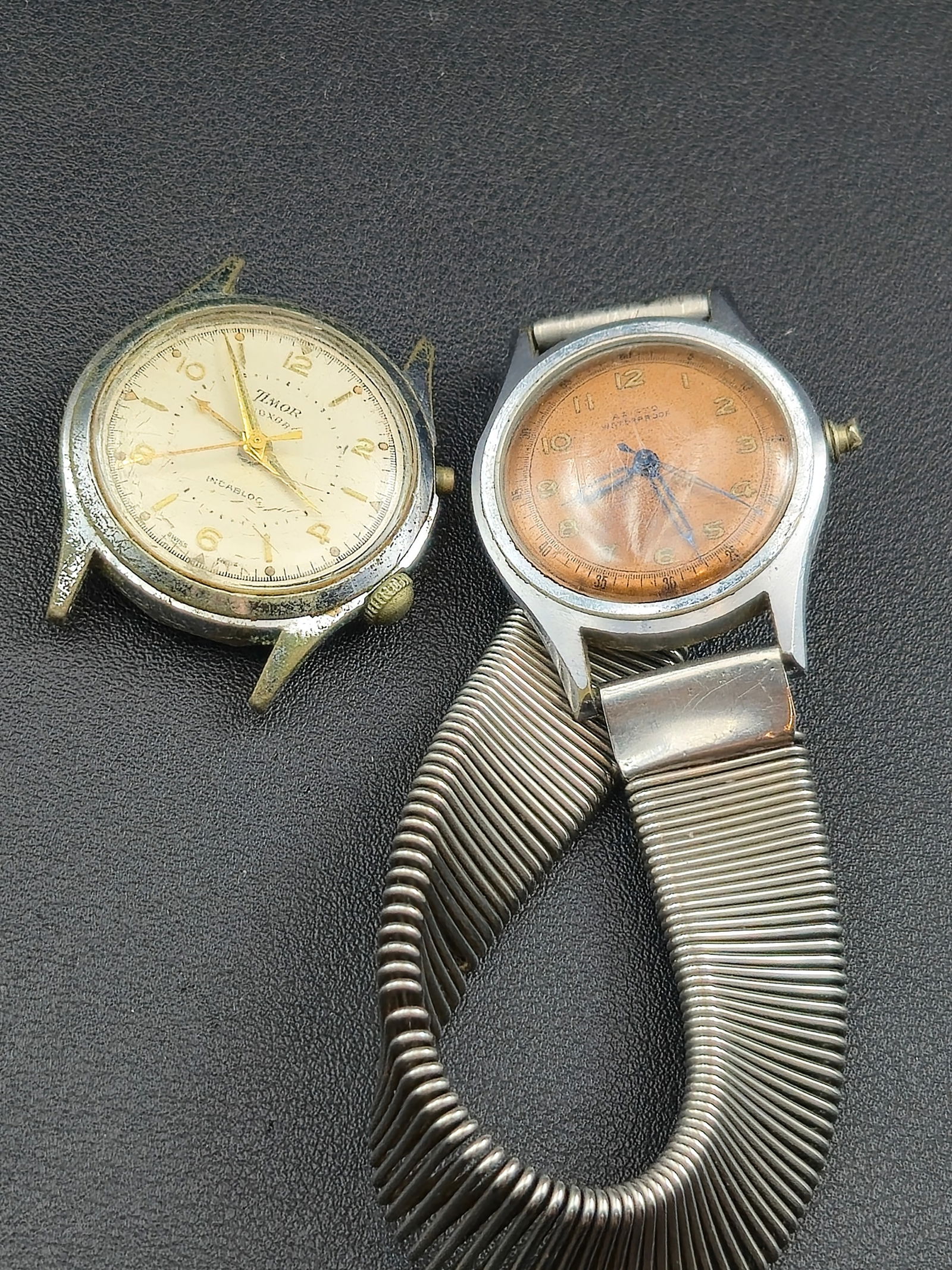 Lot of 2 Vintage Swiss Wristwatches Timor Aristo Incabloc Ticking Service Needed (1 of 7)