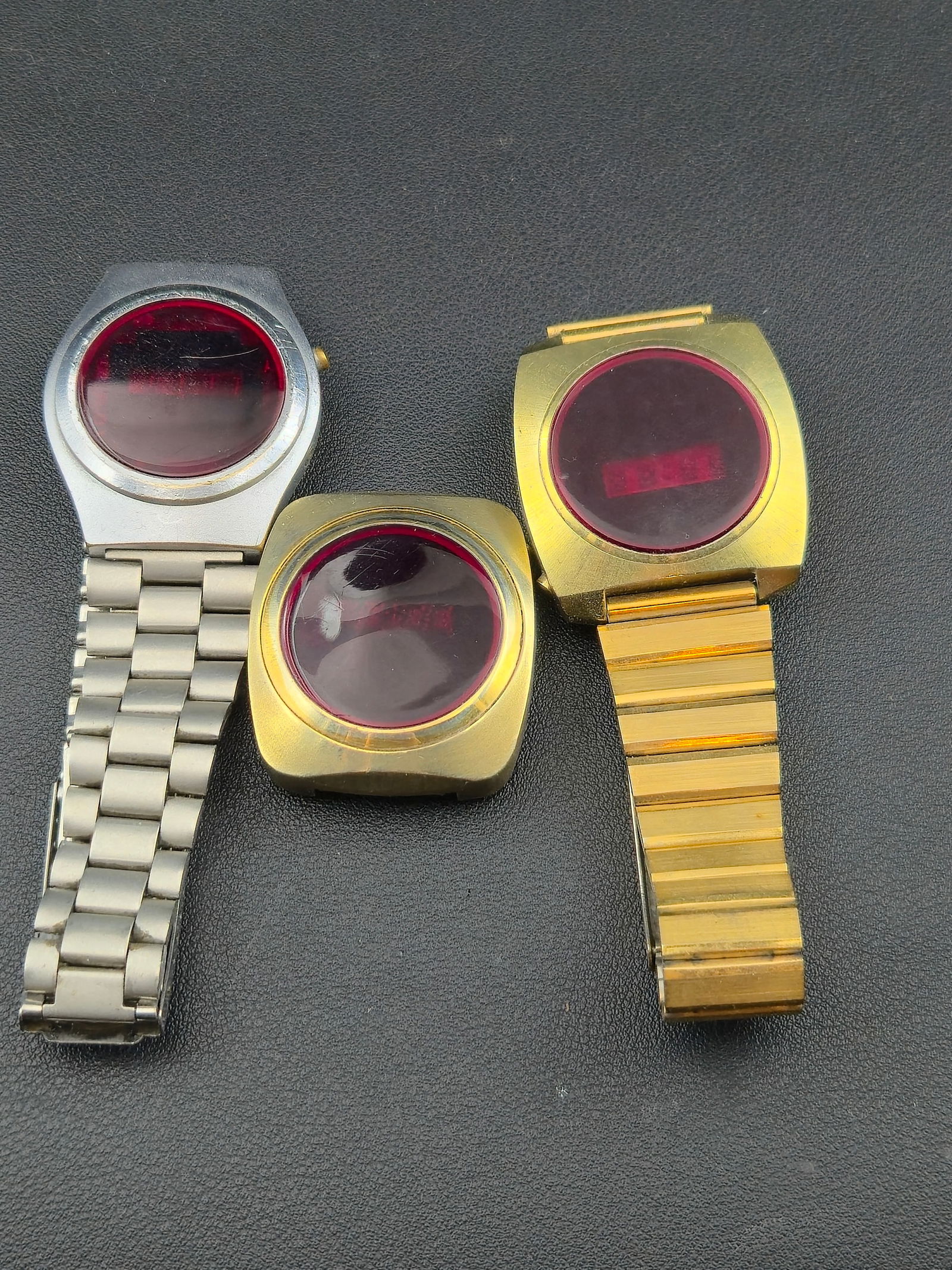 Lot of 3 Vintage LED Wristwatches Red Display Stainless Steel Back Untested (1 of 7)