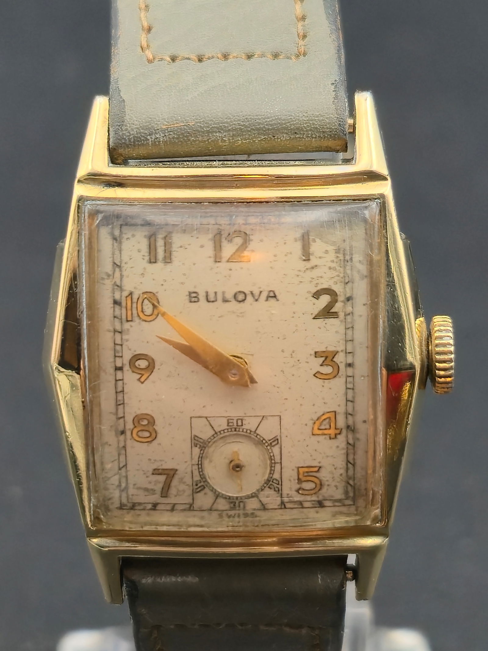 1948 Bulova Rectangular Wristwatch 10K RGP Sub Seconds Untested (1 of 10)