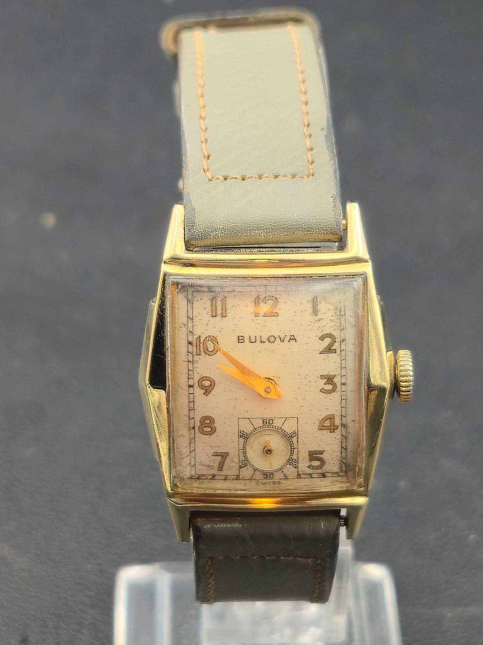 1948 Bulova Rectangular Wristwatch 10K RGP Sub Seconds Untested - 4