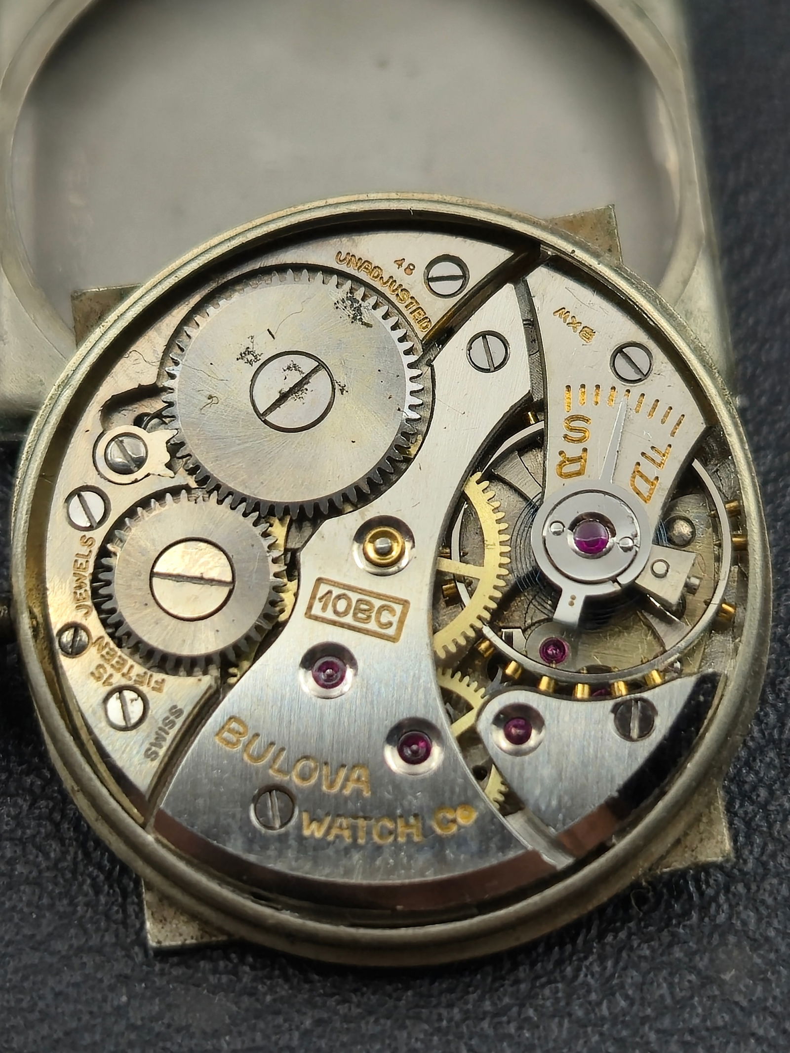 1948 Bulova Rectangular Wristwatch 10K RGP Sub Seconds Untested - 9