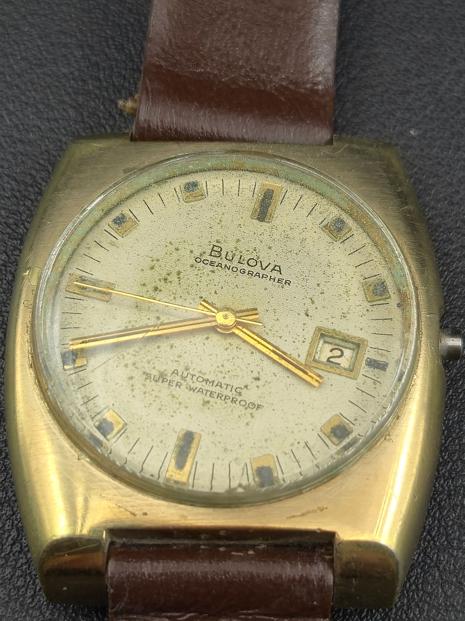 1970s Bulova Oceanographer Automatic 36mm Gold Electroplated Stainless Back Date Untested (1 of 10)