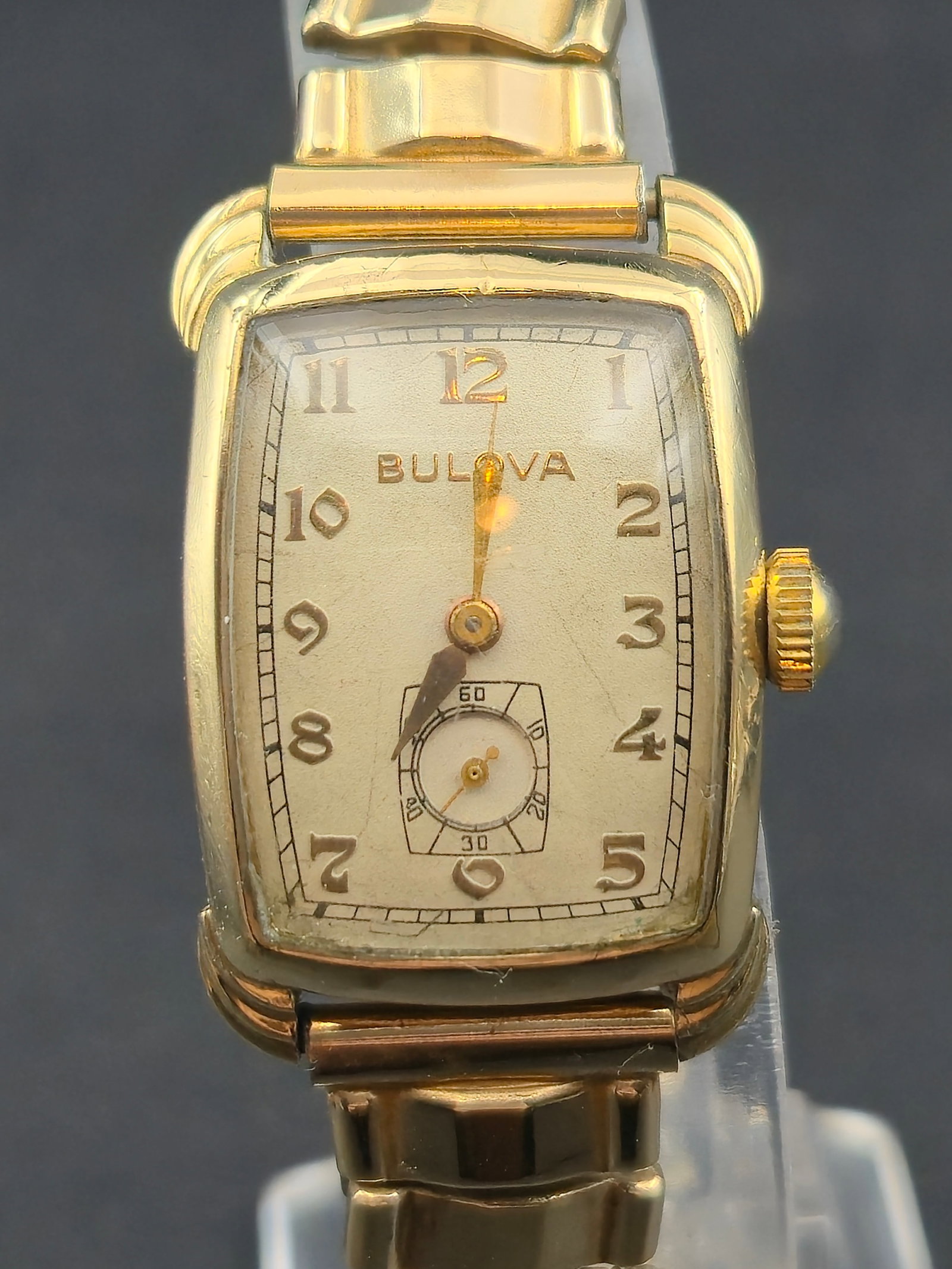 1940s Bulova Rectangular Manual Wind 17J Swiss Watch 10K RGP Bezel Stainless Back (1 of 11)