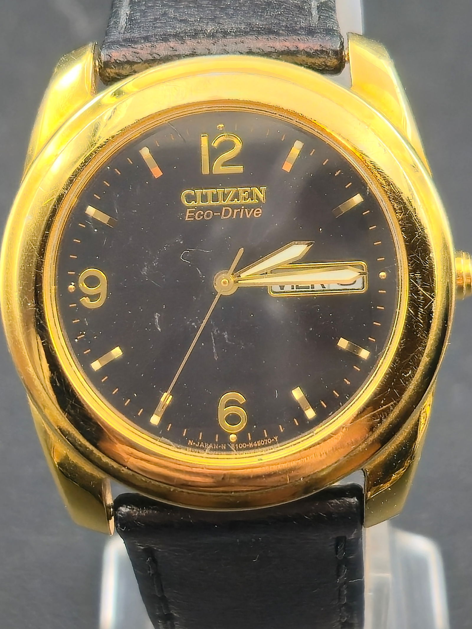 1990s Citizen Eco-Drive Gold-Tone Quartz Black Dial 35mm Stainless Back (1 of 9)