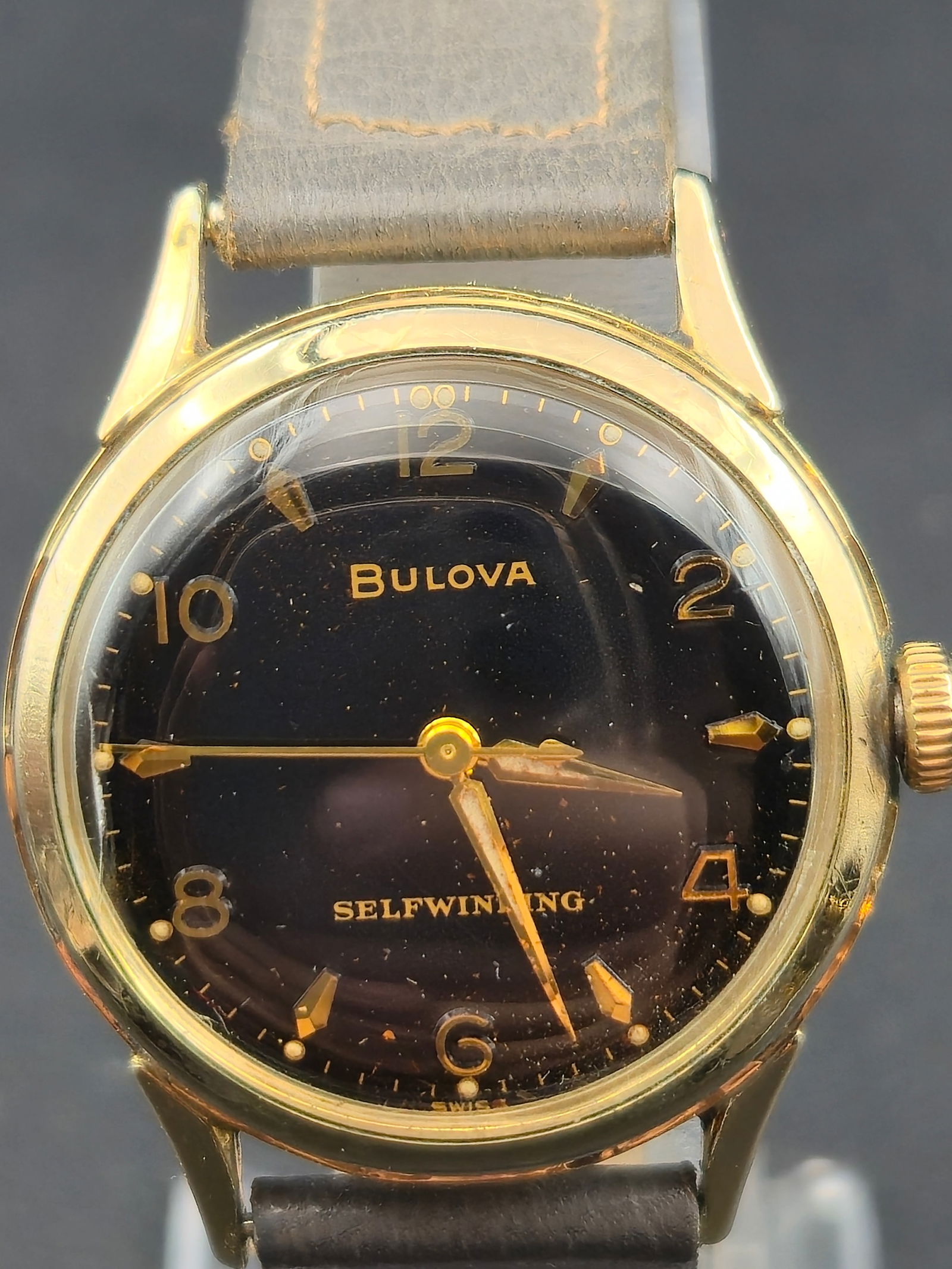 Bulova 1960 Automatic Wristwatch M0 17J Cal 11AFAC 10K RGP Bezel Black Dial 31mm (1 of 11)
