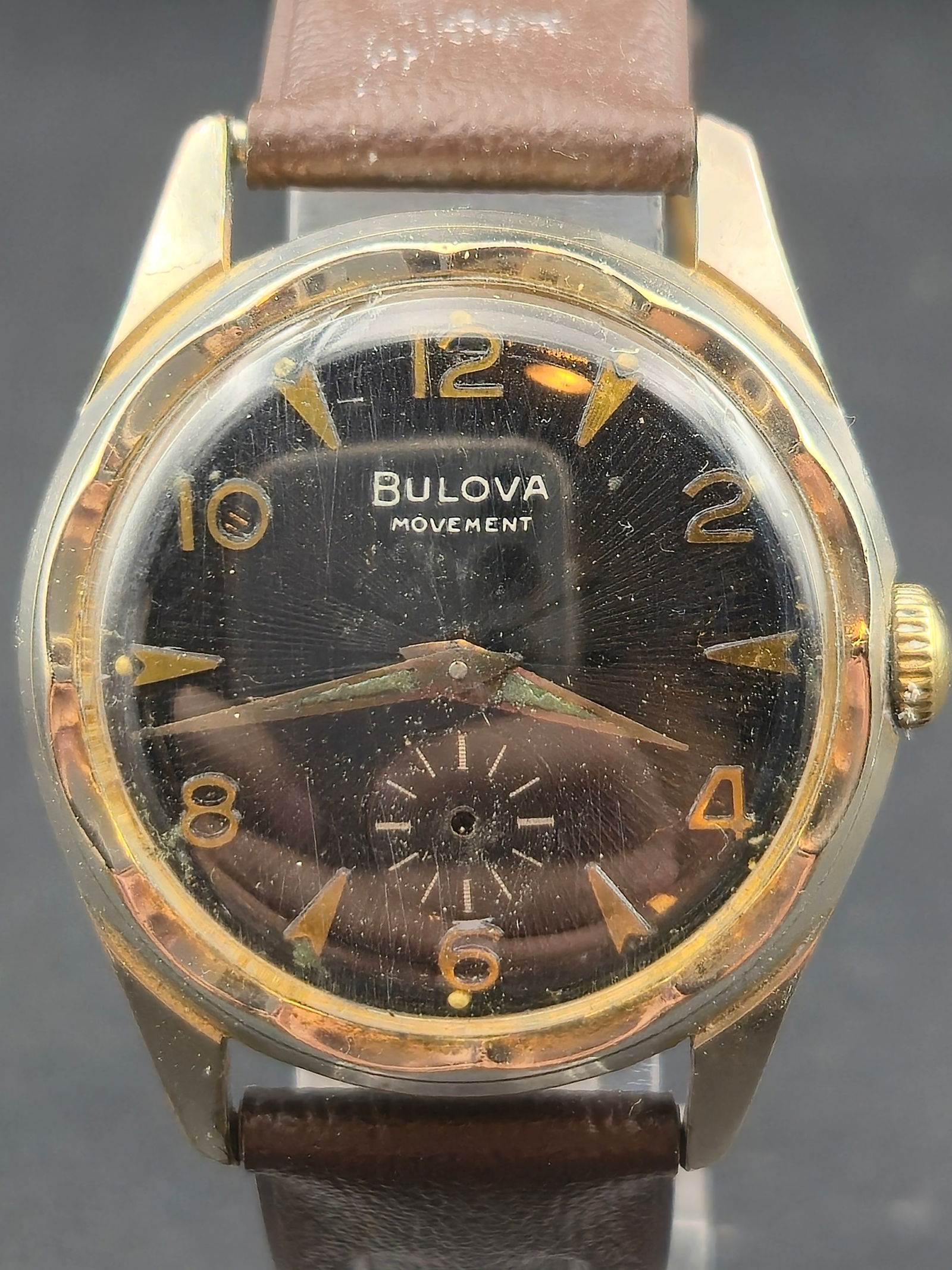1954 Bulova Swiss 17J 10ae 10K RGP Bezel Black Dial 31mm (1 of 8)