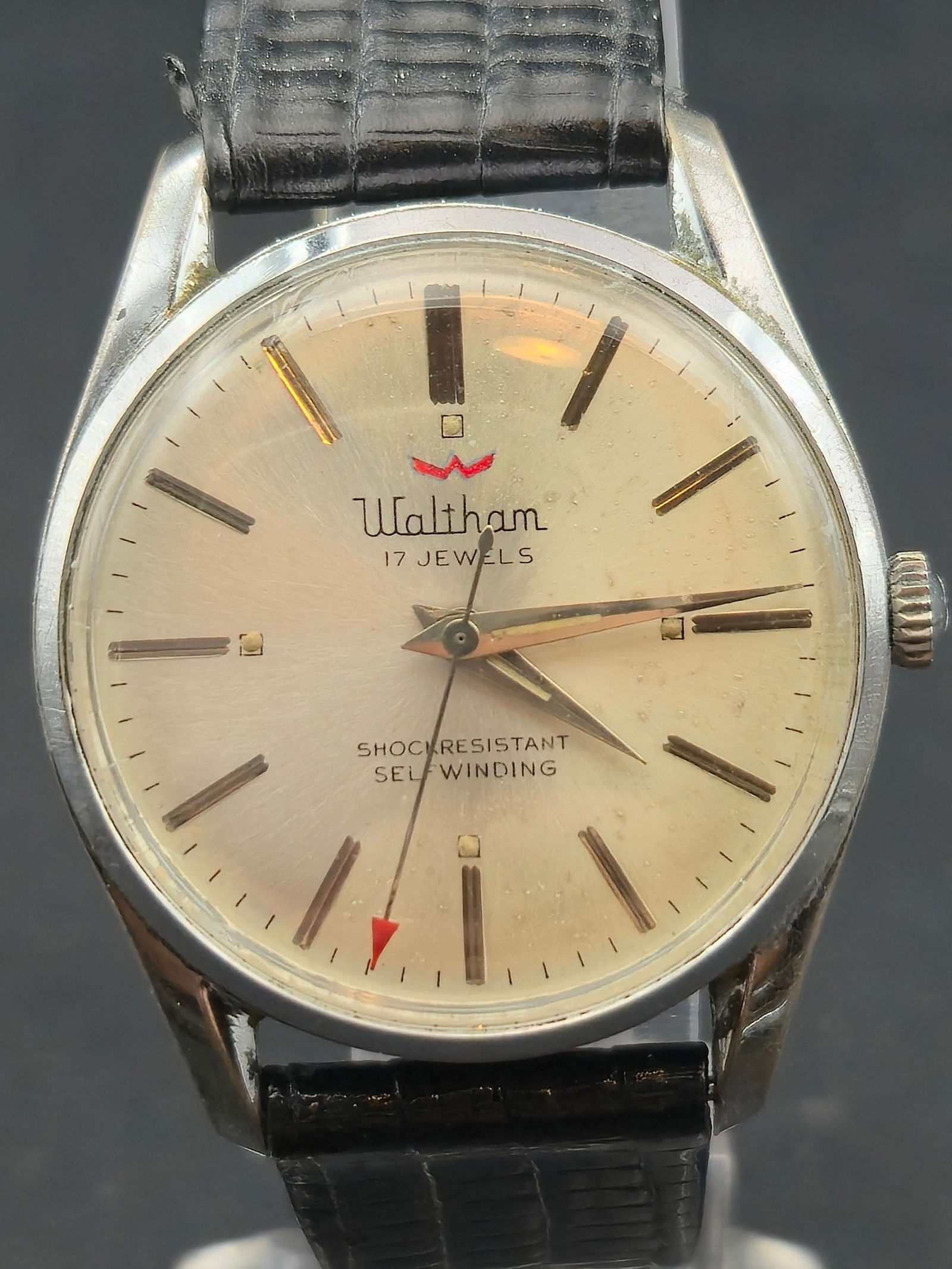 1950s Waltham 17J Automatic Shock Resistant 32mm Chrome Plated Swiss Watch Running (1 of 9)