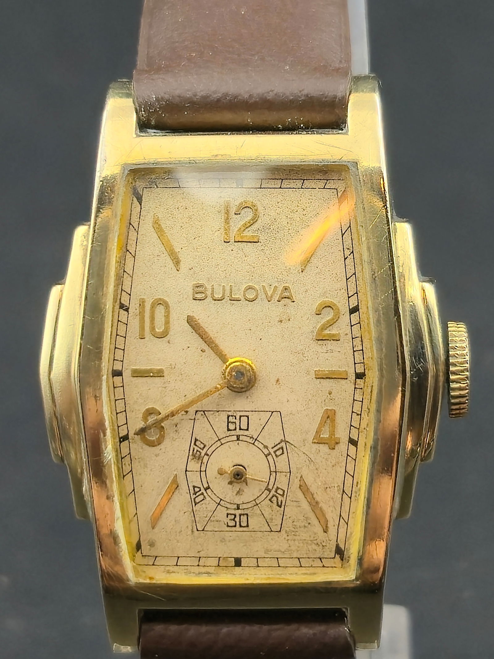 1940s Bulova A.H.A. 10K Rolled Gold Plate Rectangular Wristwatch 25mm Running (1 of 10)