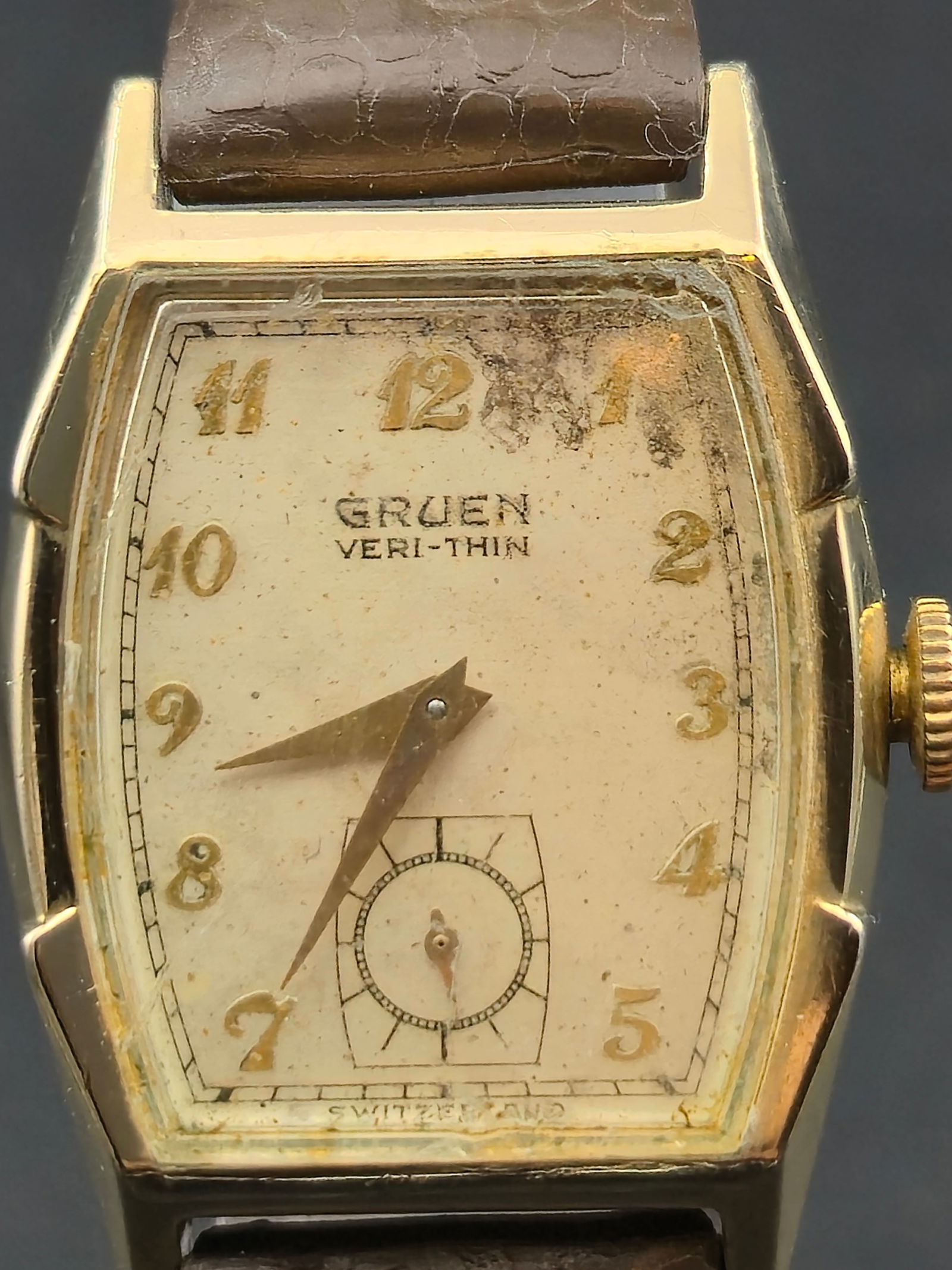1930s Gruen Veri-Thin Cal 415 17J Rectangular 10K RGP Wristwatch 25mm Running (1 of 11)