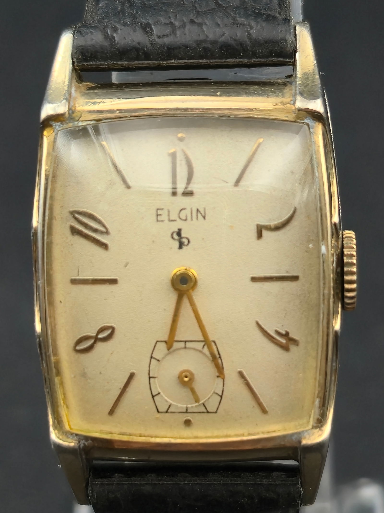 1950s Elgin Cal 673 17J 10K RGP Bezel Tonneau 22mm Wristwatch Untested (1 of 10)