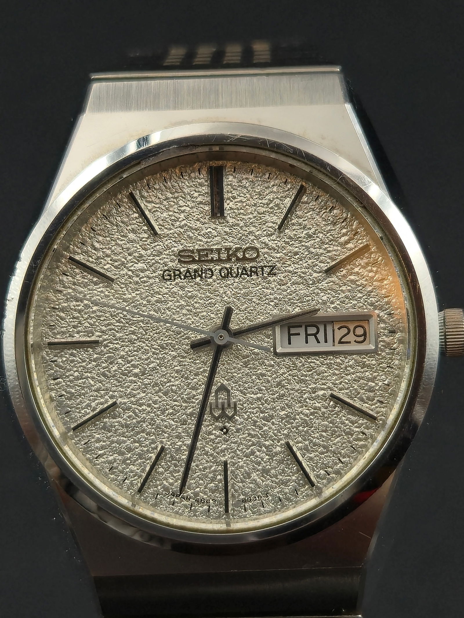 1976 Seiko Grand Quartz 4843-8000 35mm Day Date Stainless Steel New Battery (1 of 10)