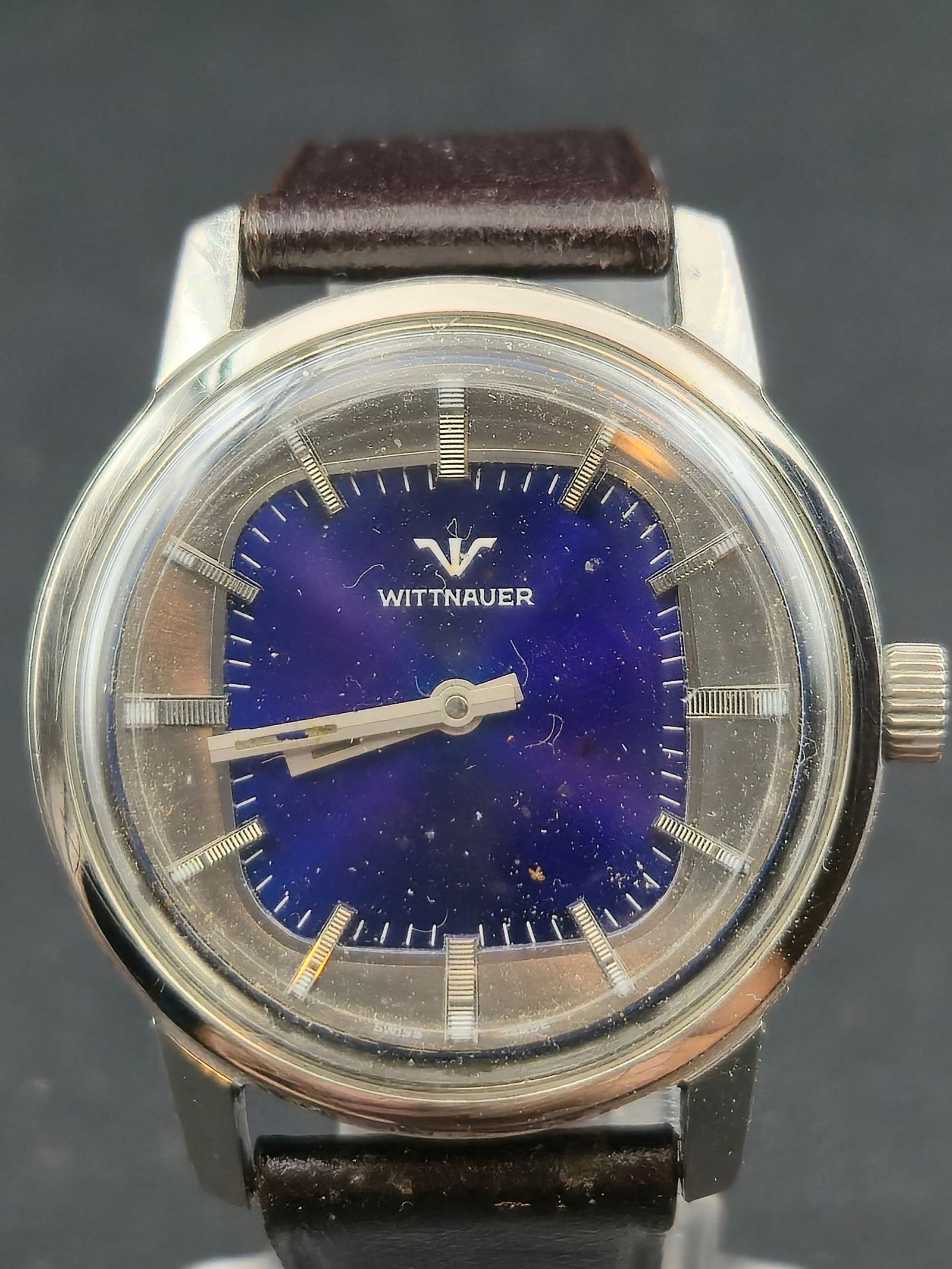 1960s Wittnauer 17J Cal 11K-2 34mm Blue Dial Stainless Steel Running (1 of 10)