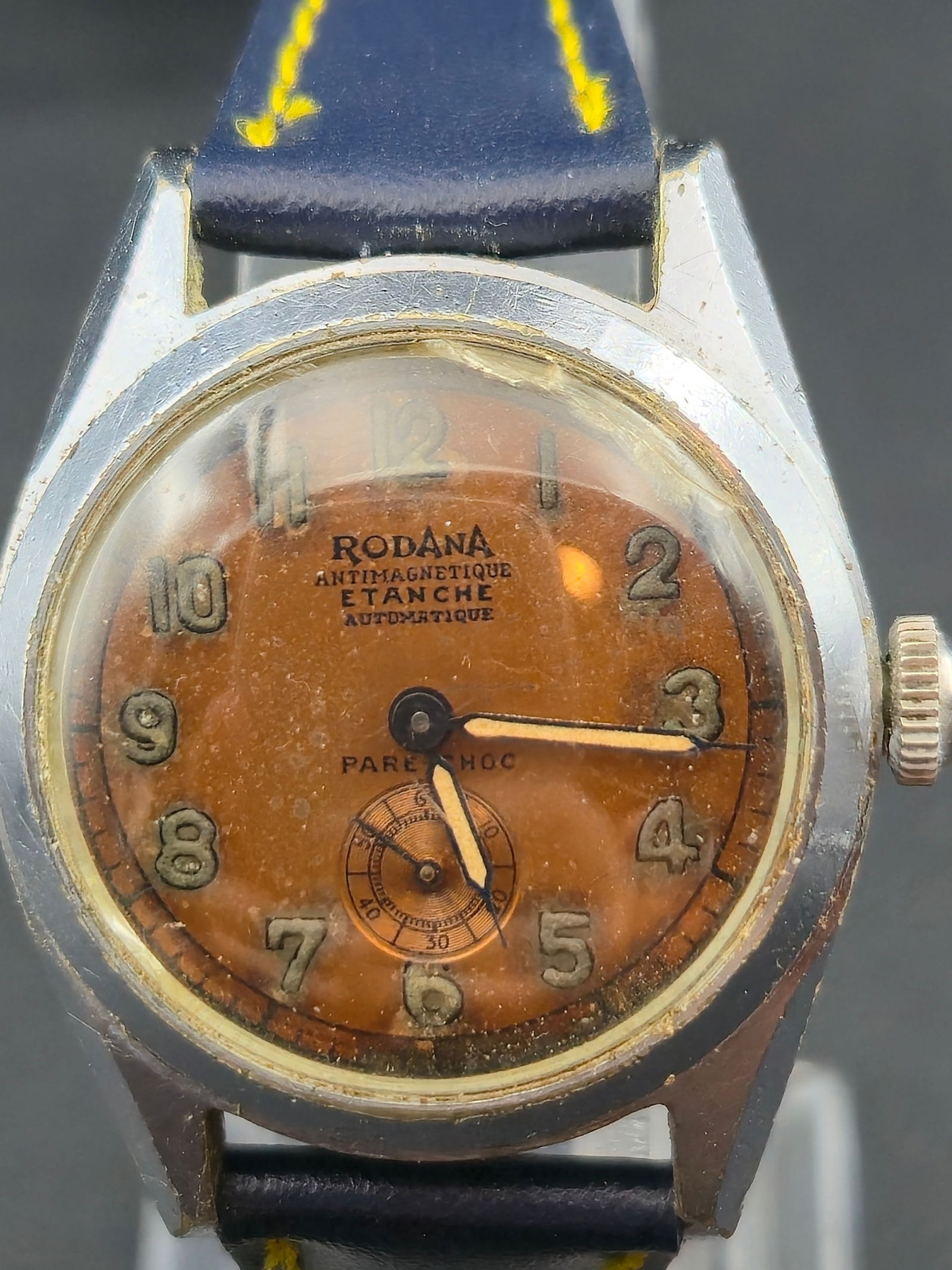 1940s Rodana Automatic Bumper Tropical Dial Ref 2493 30mm Stainless Steel Swiss Watch (1 of 10)
