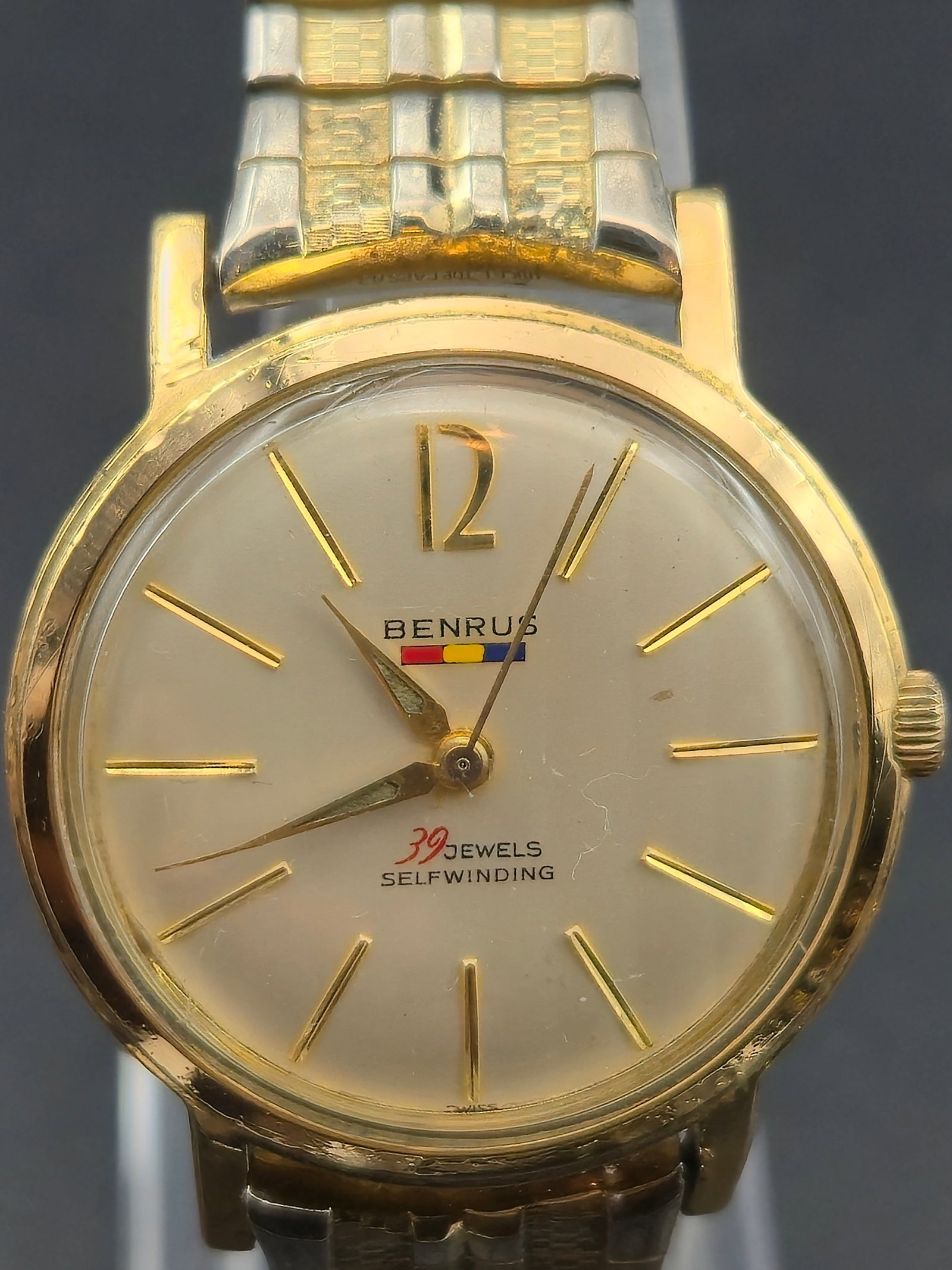 1960s Benrus 39J Automatic 34mm Rose Gold 20 Micron GP Case Running (1 of 11)