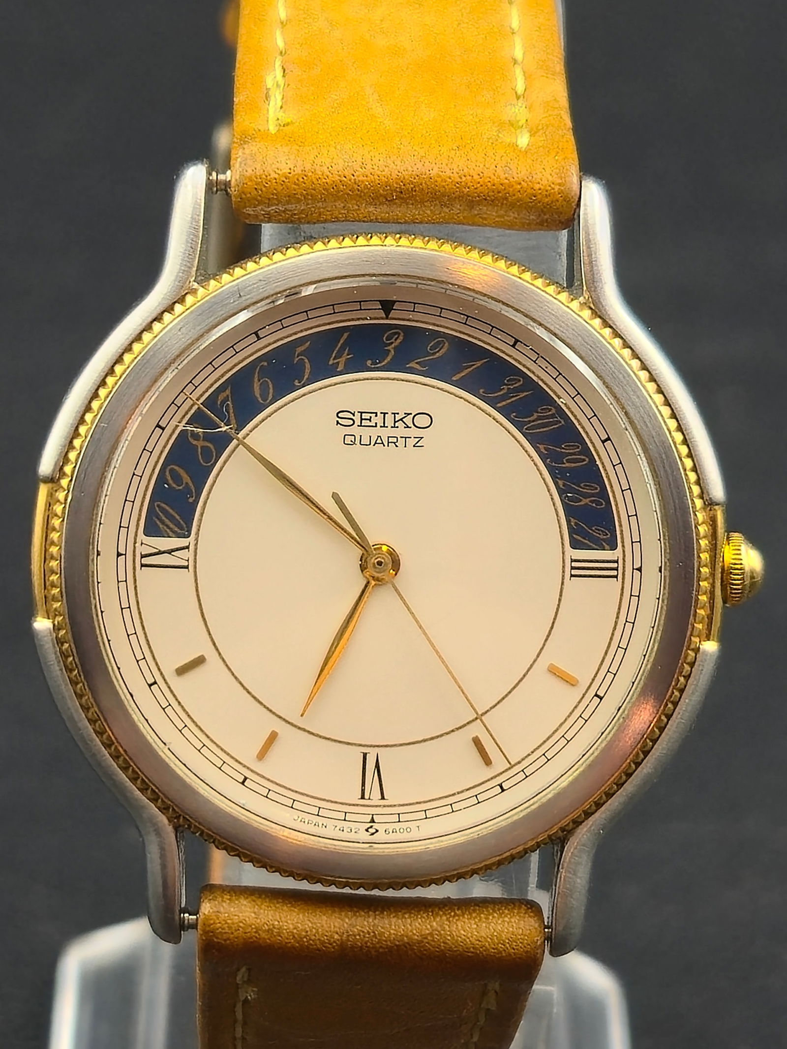 Seiko 7432-6A00 Quartz 1990s Two Tone Roman Dial 33mm Running New Battery (1 of 8)