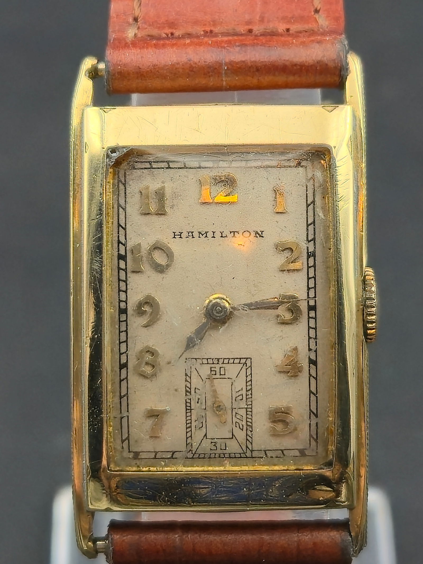 1930s Hamilton Cal 980 17J 22mm 14K Gold Filled Sub Seconds Tank (1 of 9)
