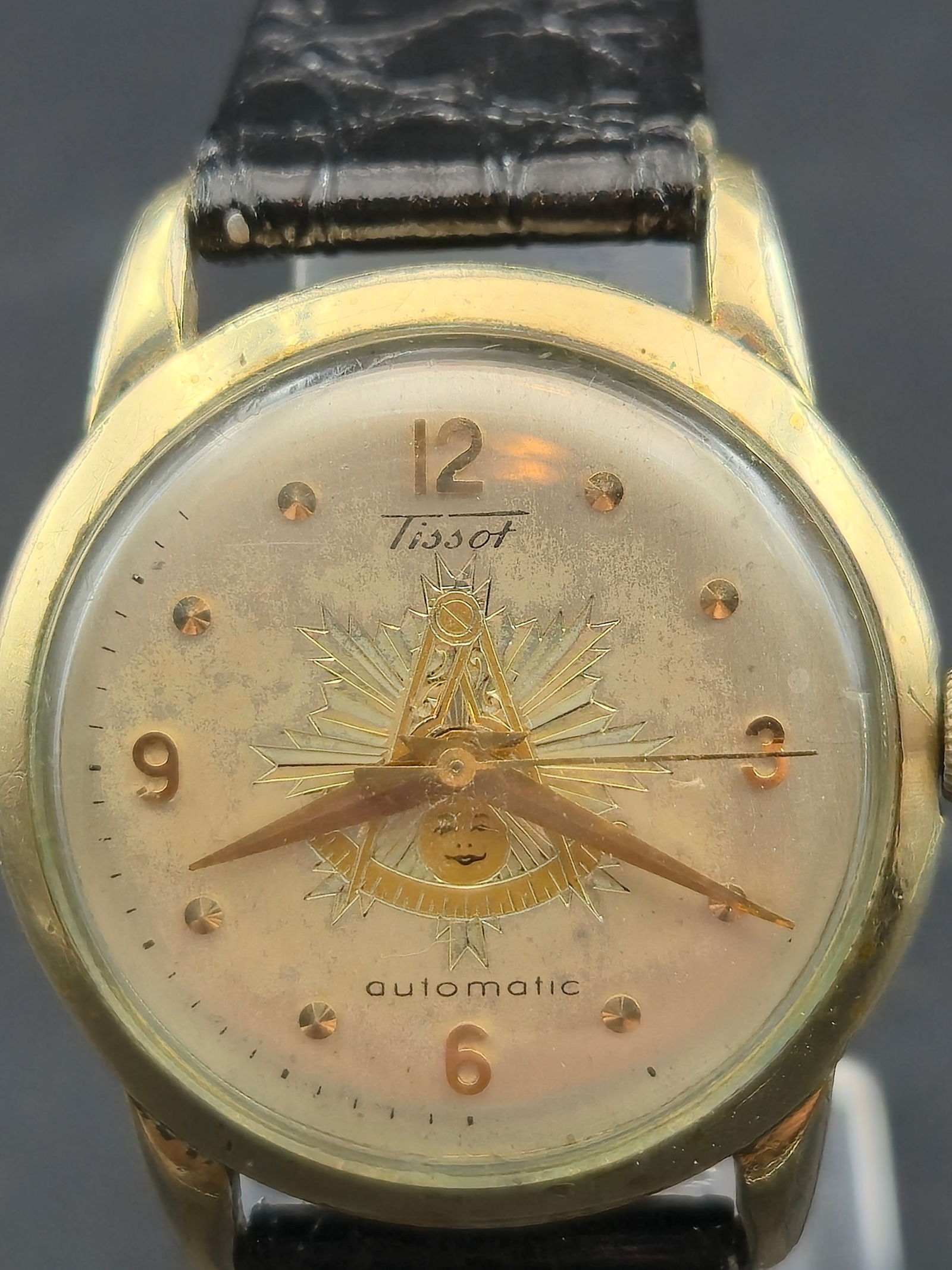 1950s Tissot Automatic Masonic Dial 33mm 10K Gold Filled Bezel Running (1 of 10)