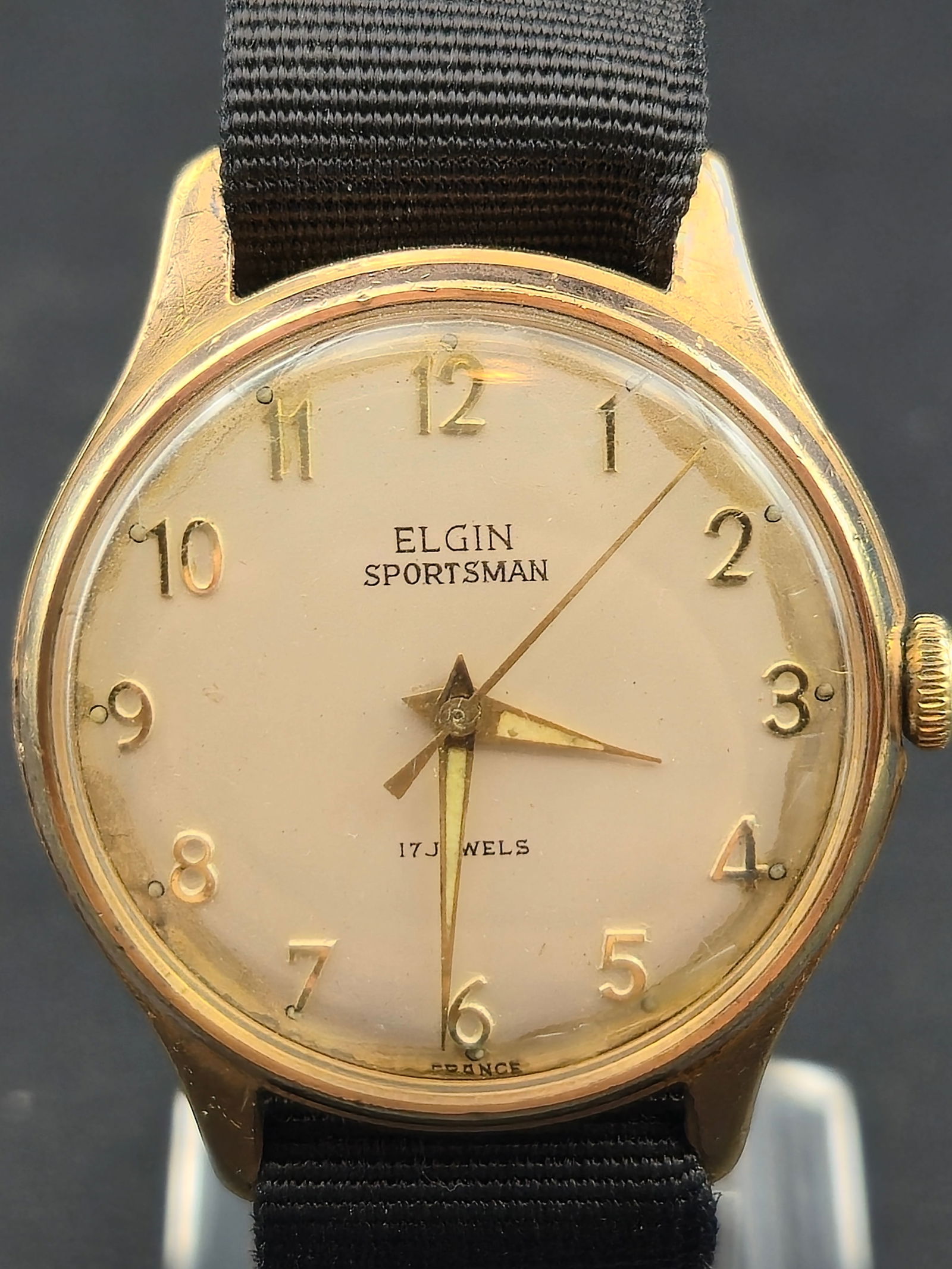 1958 Elgin Sportsman 878 17J 34mm Rose Gold Tone France Running (1 of 10)