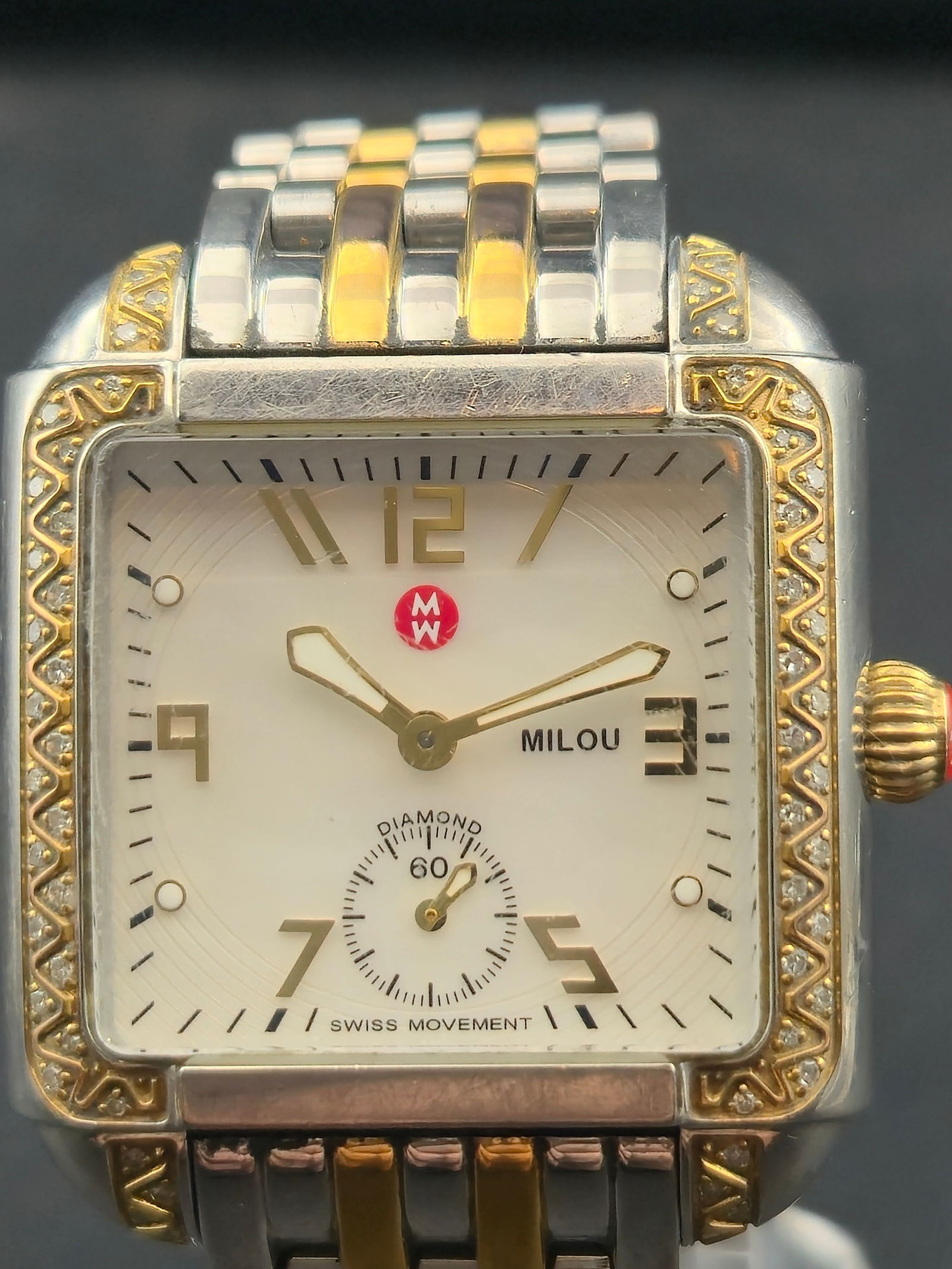 Michele Milou MW15A01D1025 0.30CT 66 Diamond Two Tone Swiss Steel Full Set Tag Wipe New Battery (1 of 11)