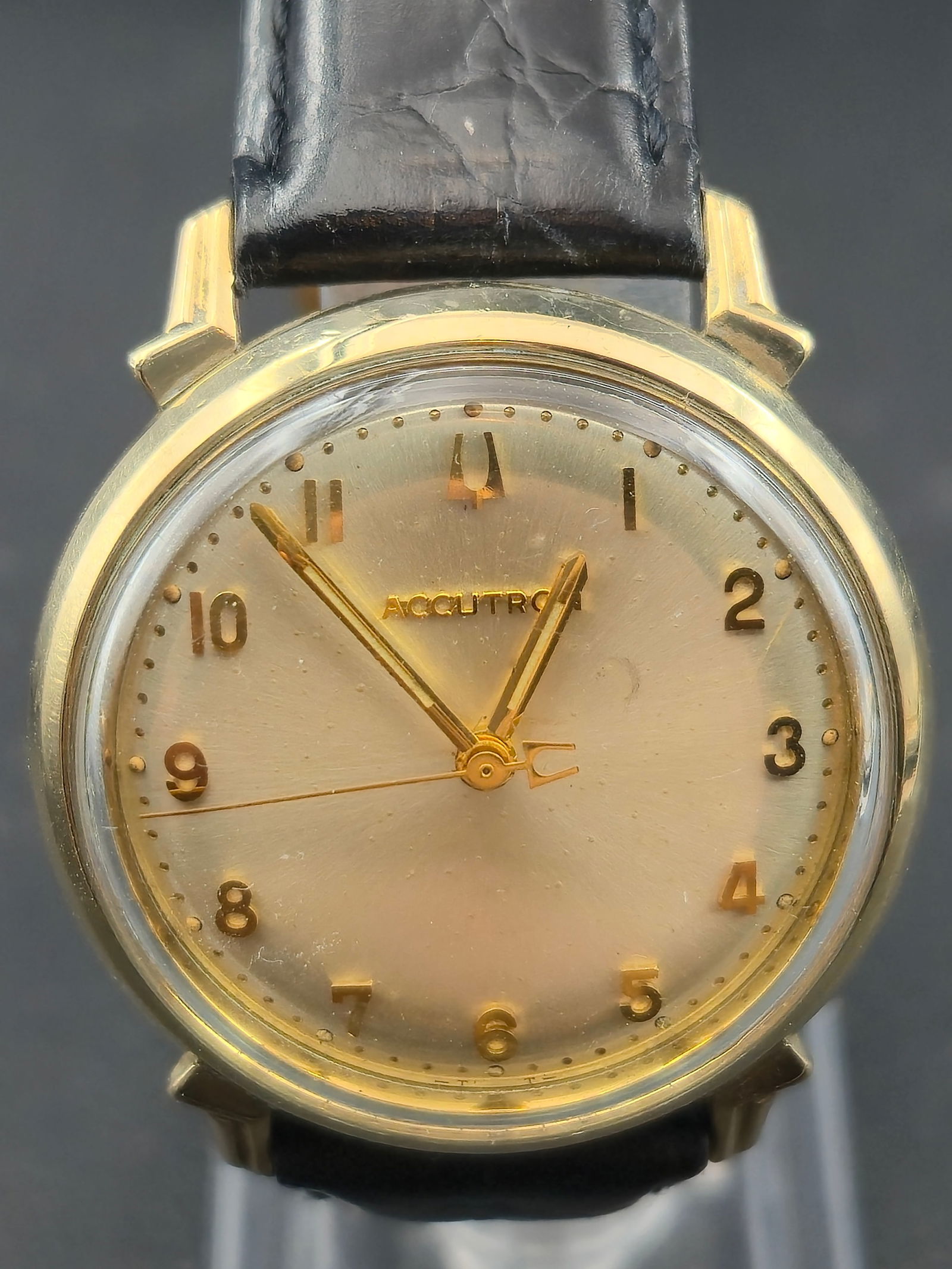 1965 Bulova Accutron 214 34mm 10KT Gold Filled Bezel Stainless Back Tuning Fork Fresh Batt (1 of 9)