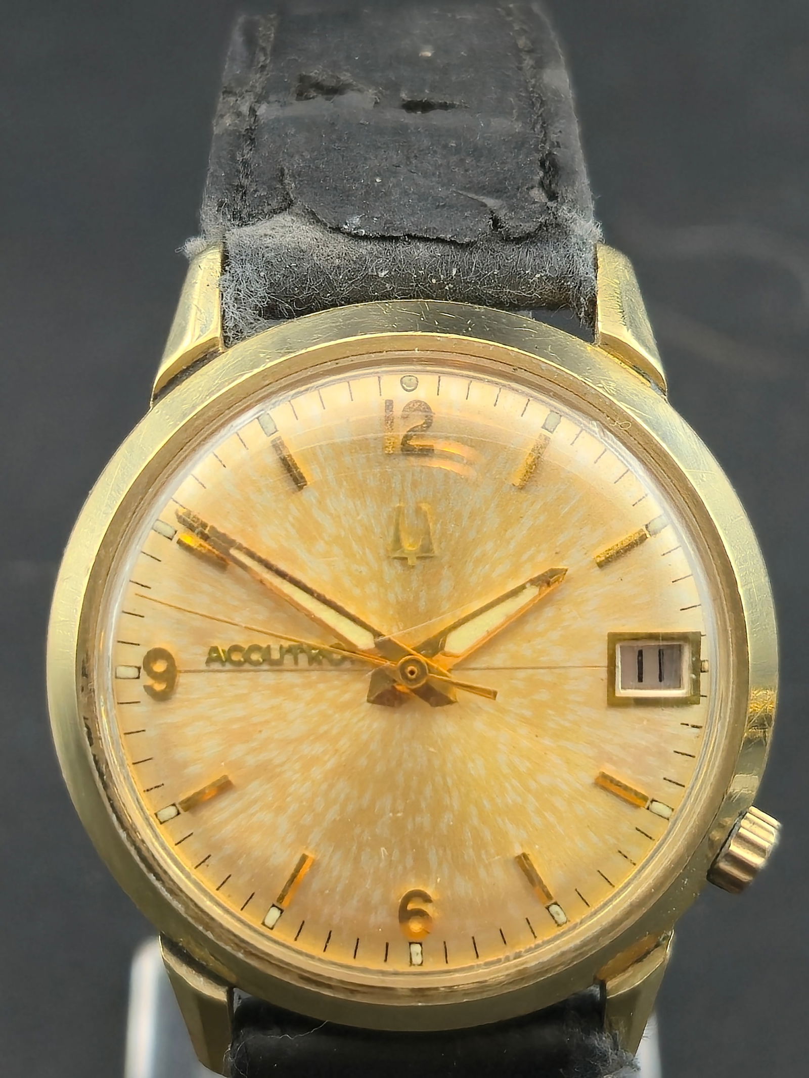 1971 Bulova Accutron N1 34mm 14KT Gold Filled Date Silver Starburst Dial Fresh Battery Running (1 of 9)